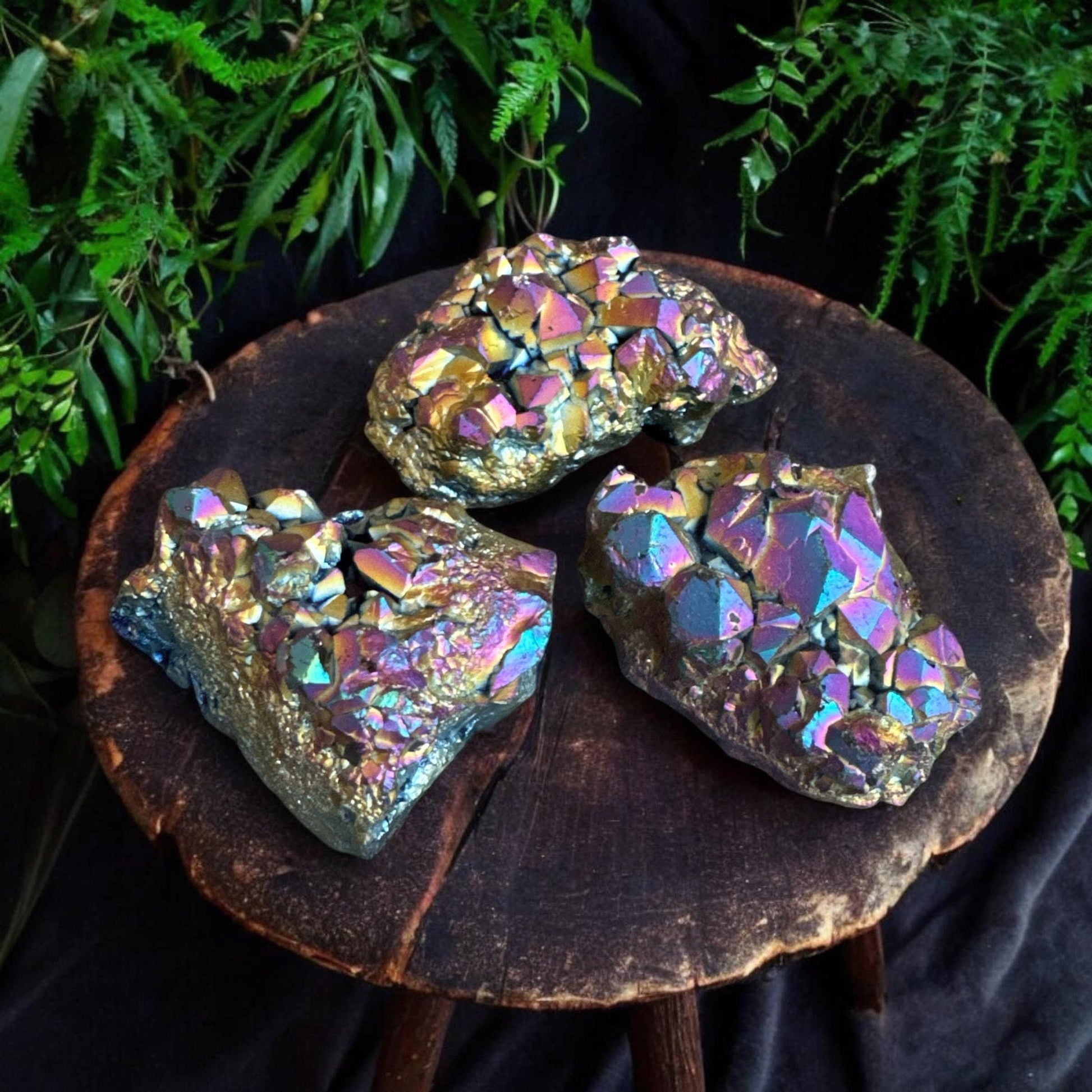 Titanium Aura Amethyst Cluster: High-Energy Spiritual Crystal