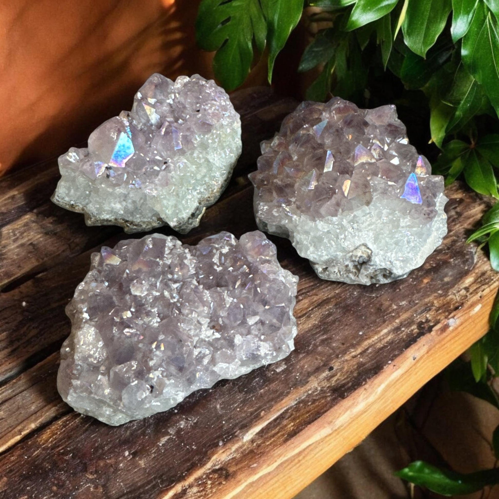 Angel Aura Amethyst Cluster: Pearl Finish Crystal for Serenity