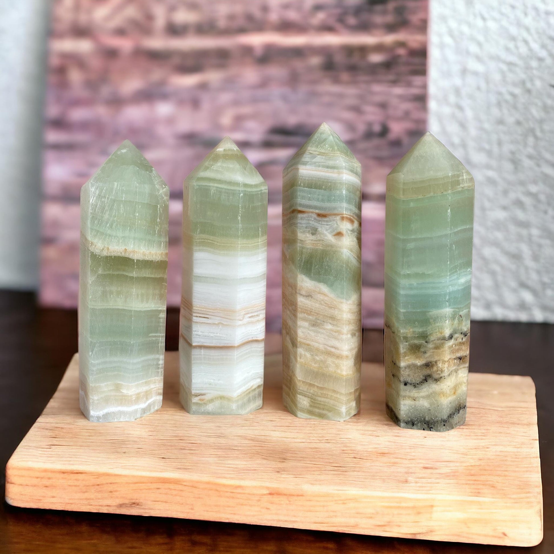 Caribbean Calcite Crystal Towers - Luna by Louise, Crystal Shop UK | Soothing and Uplifting High-Energy Crystal Towers