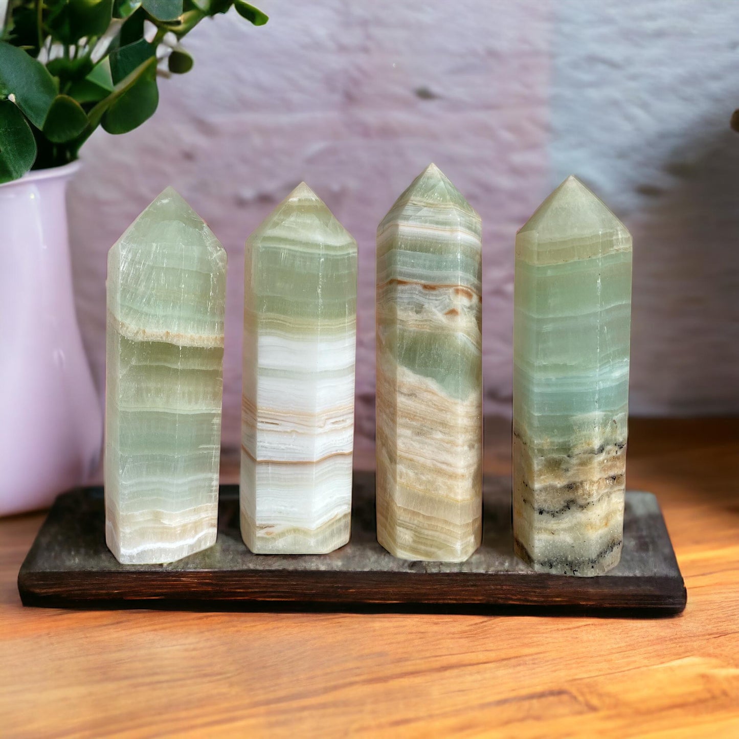 Caribbean Calcite Crystal Tower: Soothing Sky-Blue Healing Stone