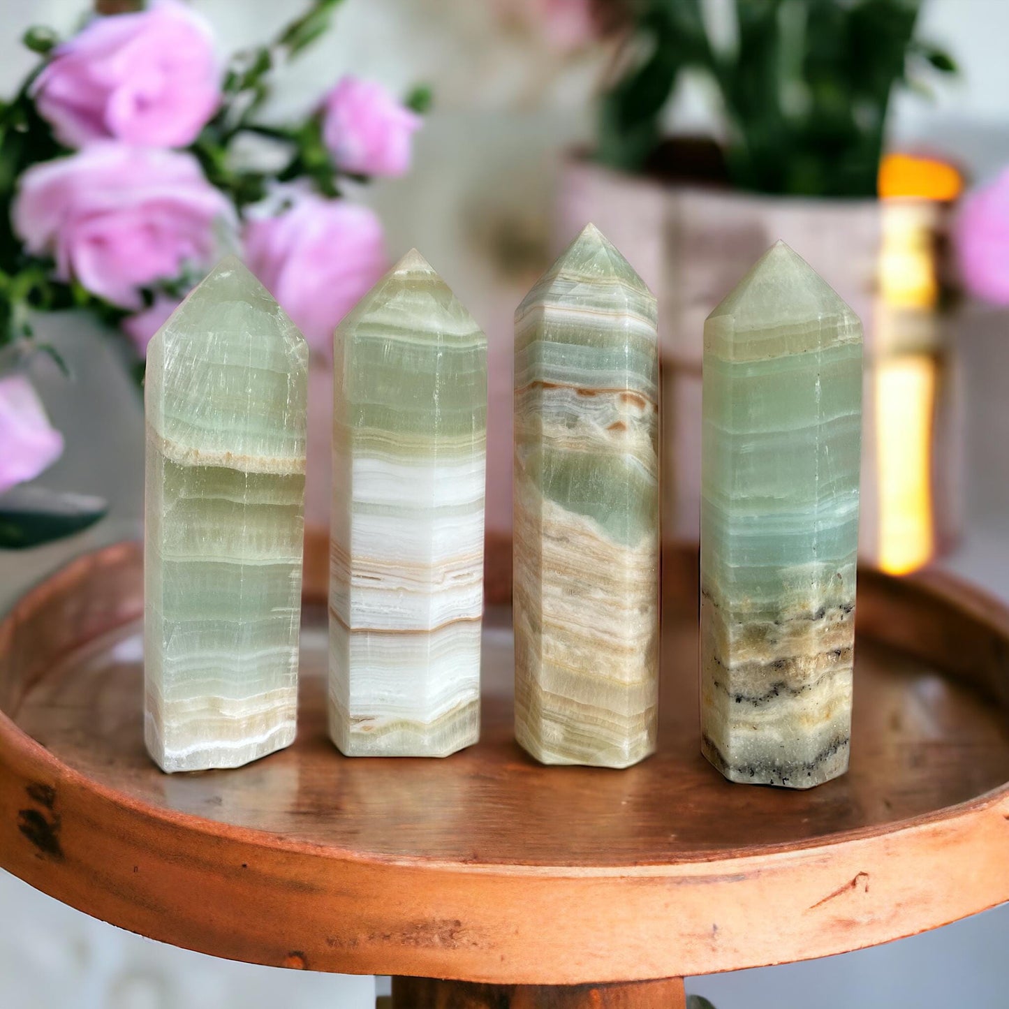Caribbean Calcite Crystal Towers - Luna by Louise, Crystal Shop UK | Soothing and Uplifting High-Energy Crystal Towers