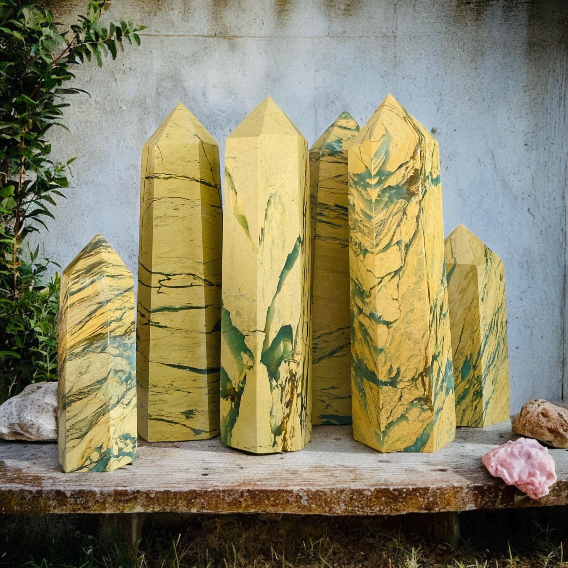 Yellow Unakite Jasper Tower: Healing Crystal Decor