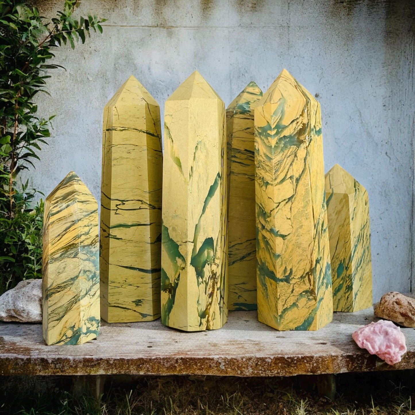 Yellow Unakite Jasper Tower: Healing Crystal Decor