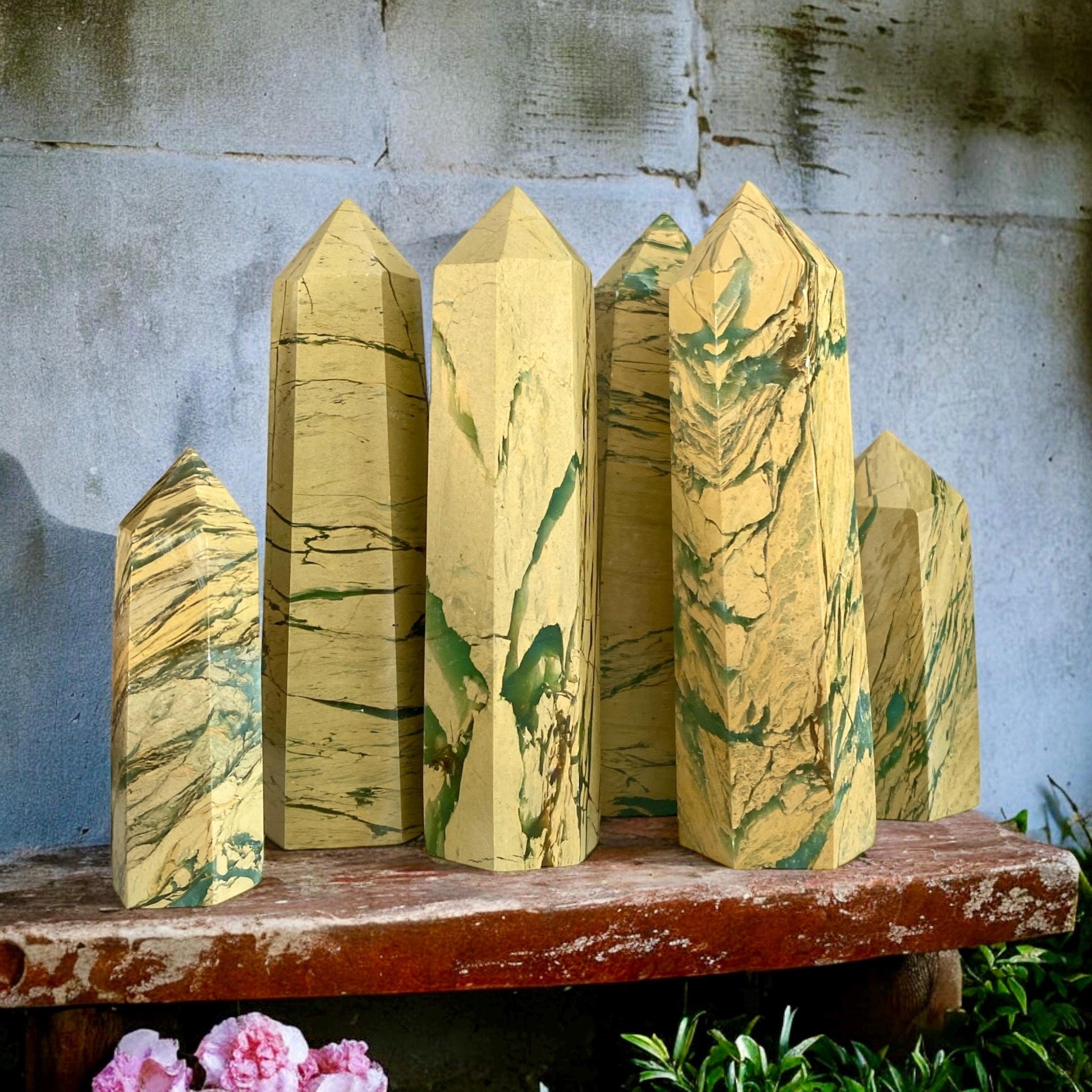 Yellow Unakite Jasper Tower: Healing Crystal Decor