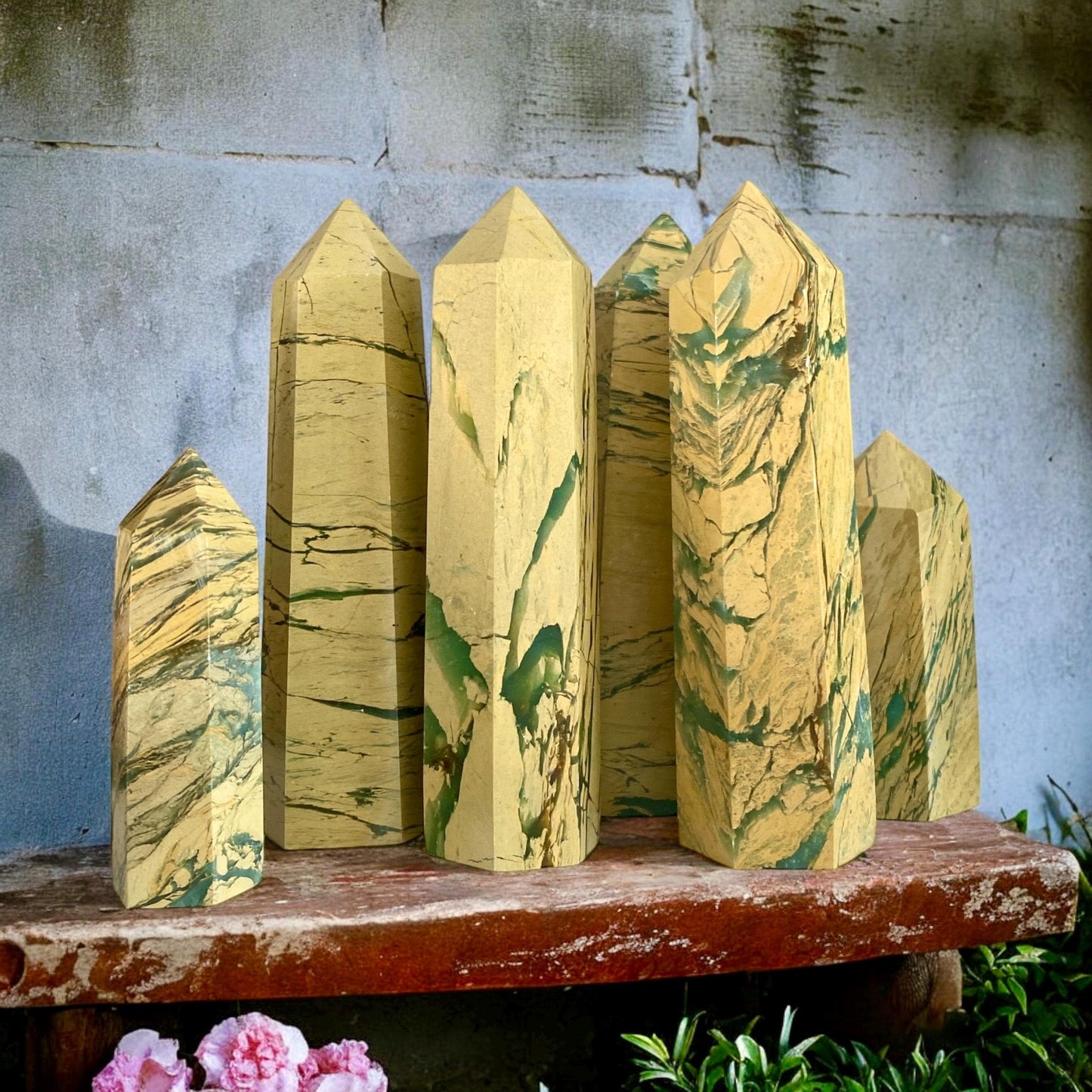 Yellow Unakite Jasper Tower: Healing Crystal Decor