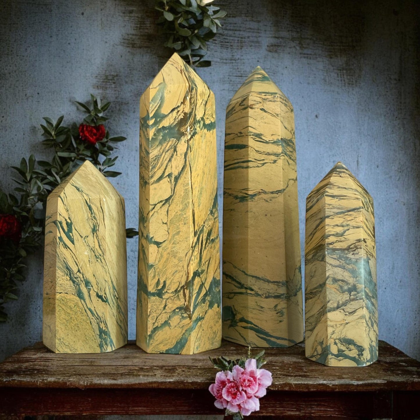 Yellow Unakite Jasper Towers - Luna by Louise, Crystal Shop UK | Unique Crystal Towers for Healing and Balance