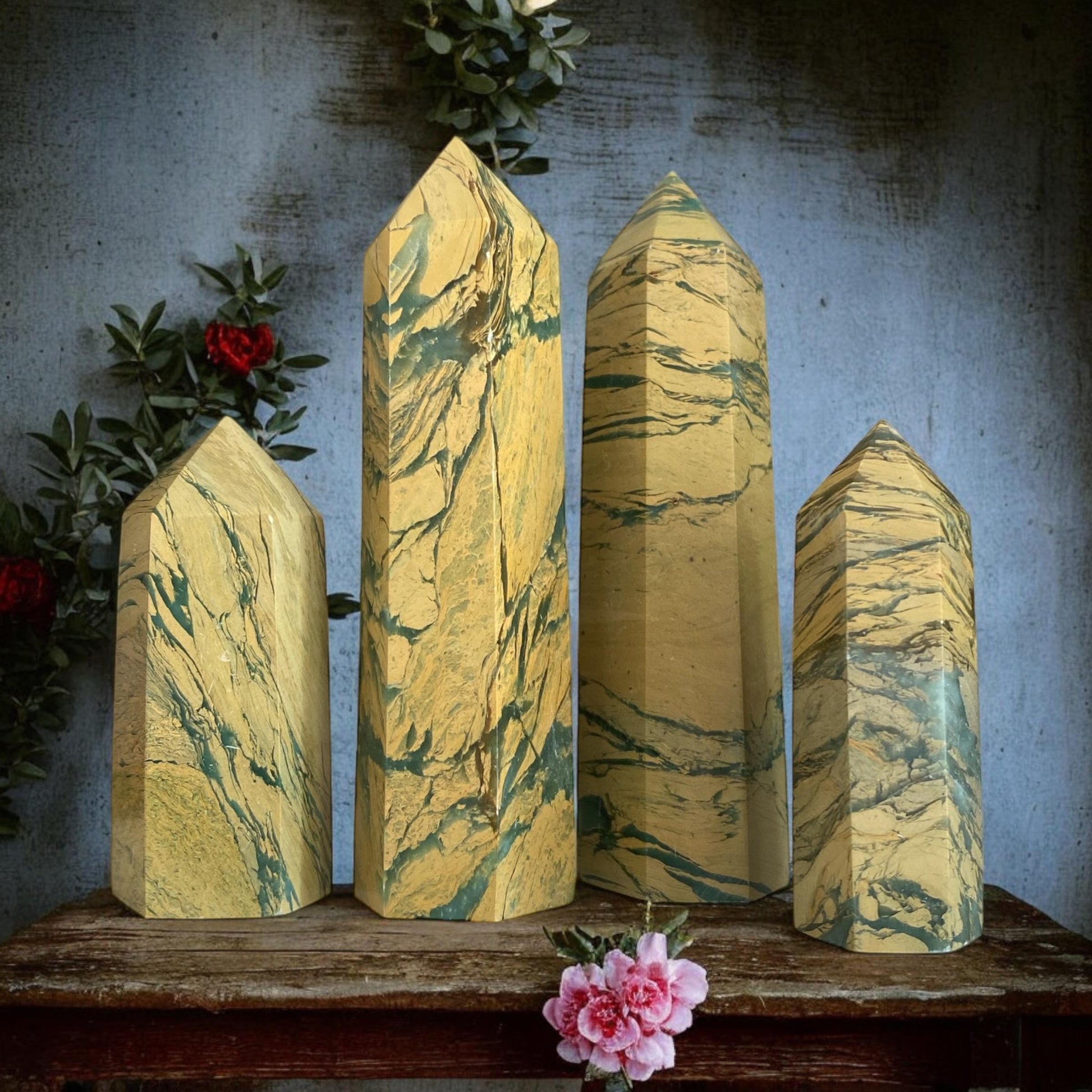 Yellow Unakite Jasper Towers - Luna by Louise, Crystal Shop UK | Unique Crystal Towers for Healing and Balance