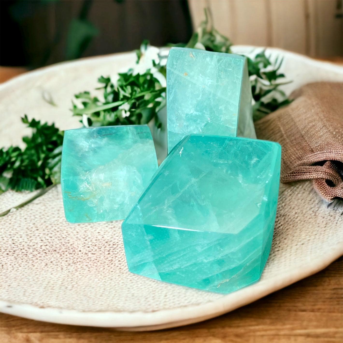 Mint Fluorite Crystal Free Form Cubes - Serenity & Focus | Luna by Louise, Crystal Shop UK