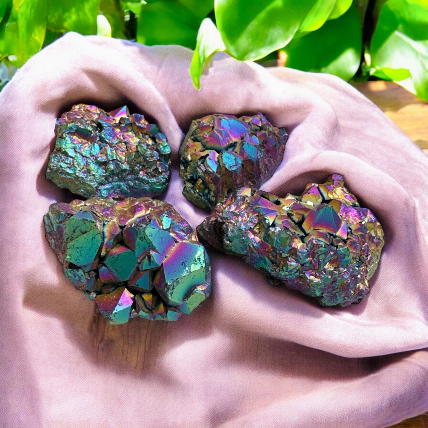 Titanium Aura Amethyst Cluster: High-Energy Spiritual Crystal