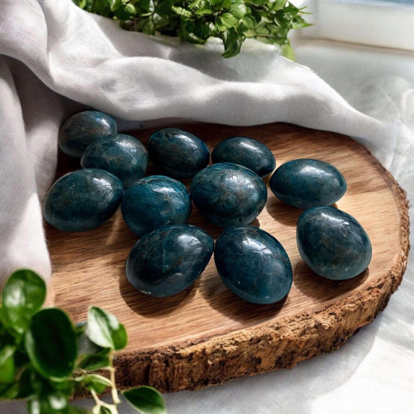 Blue Apatite Crystal Palm Stone: Tranquility Healing Stone