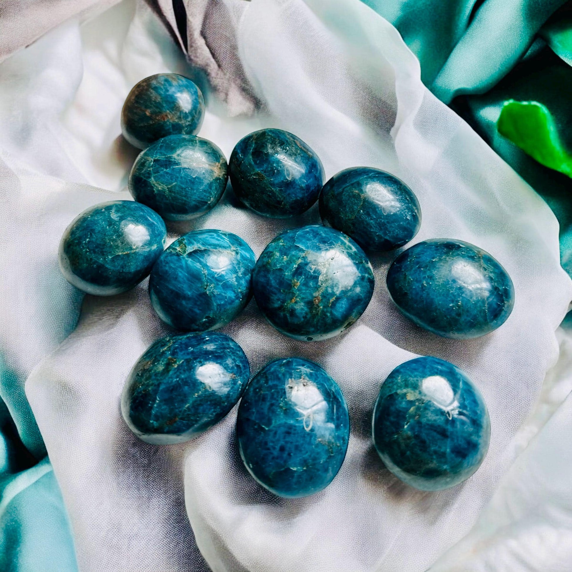 Blue Apatite Crystal Palm Stone: Tranquility Healing Stone