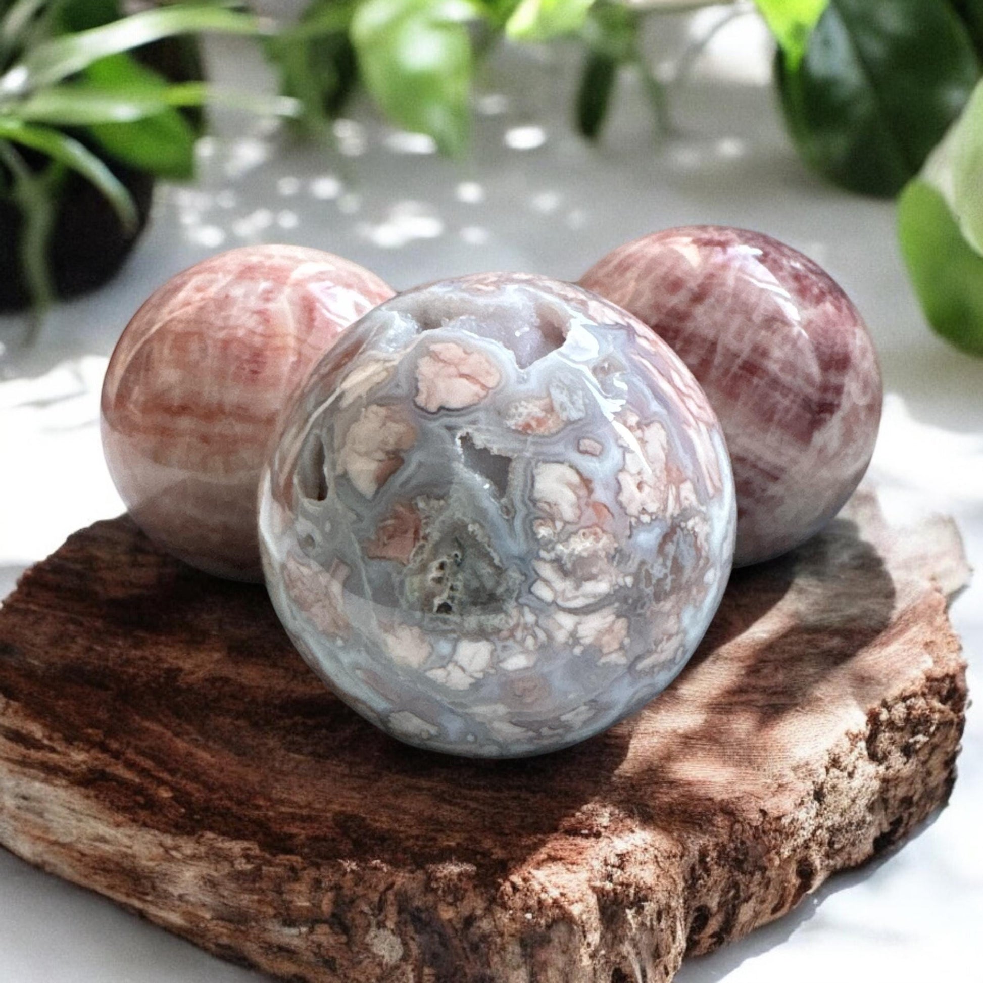 Pink Agate Sphere - Luna by Louise, Crystal Shop UK | Grounding Energy and Heart Healing