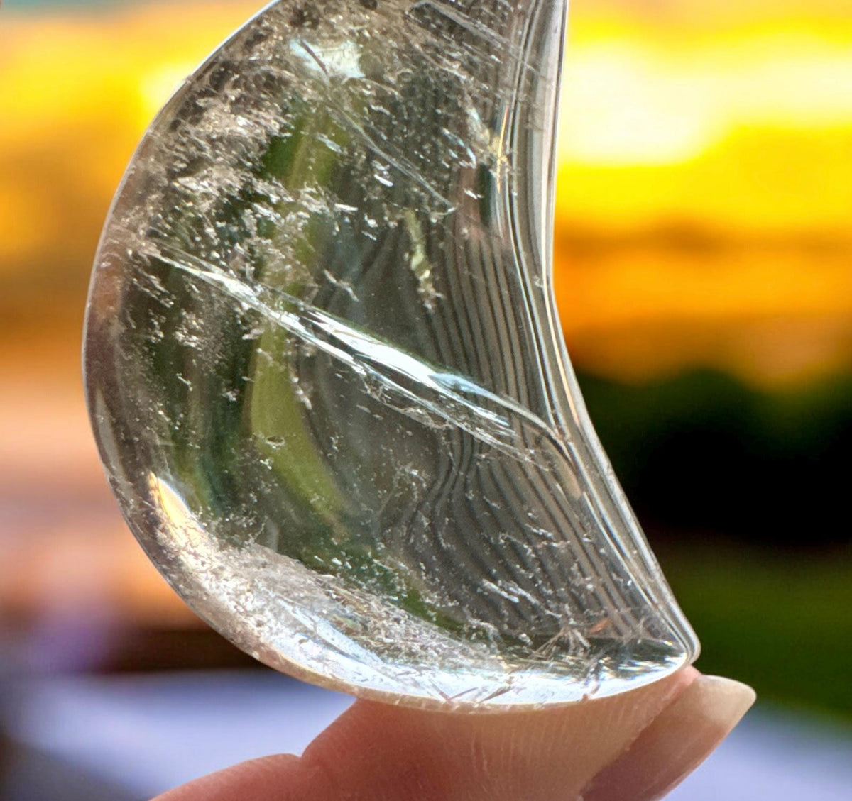 Citrine Crescent Moon Crystal – Polished Abundance Stone