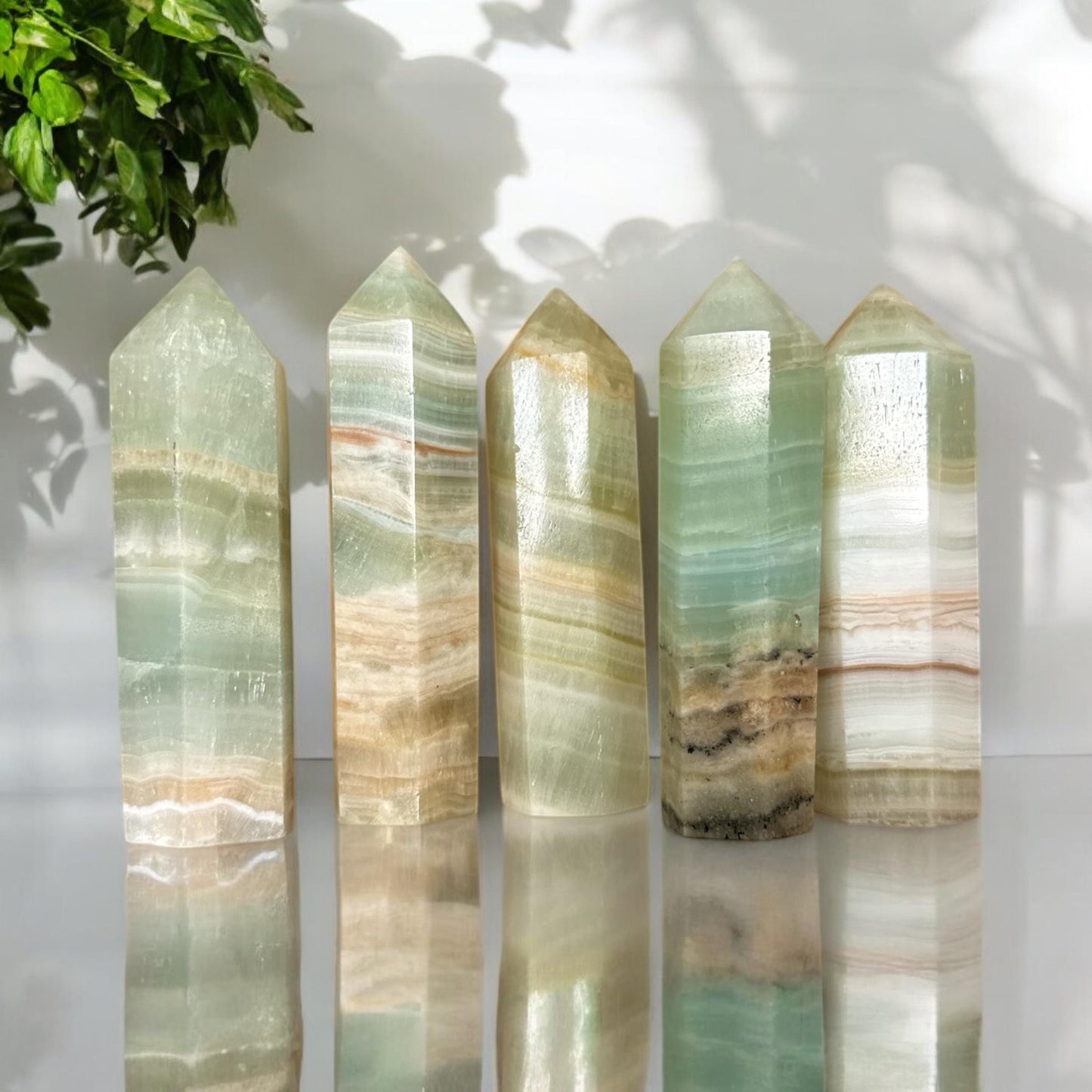 Caribbean Calcite Crystal Tower: Soothing Sky-Blue Healing Stone