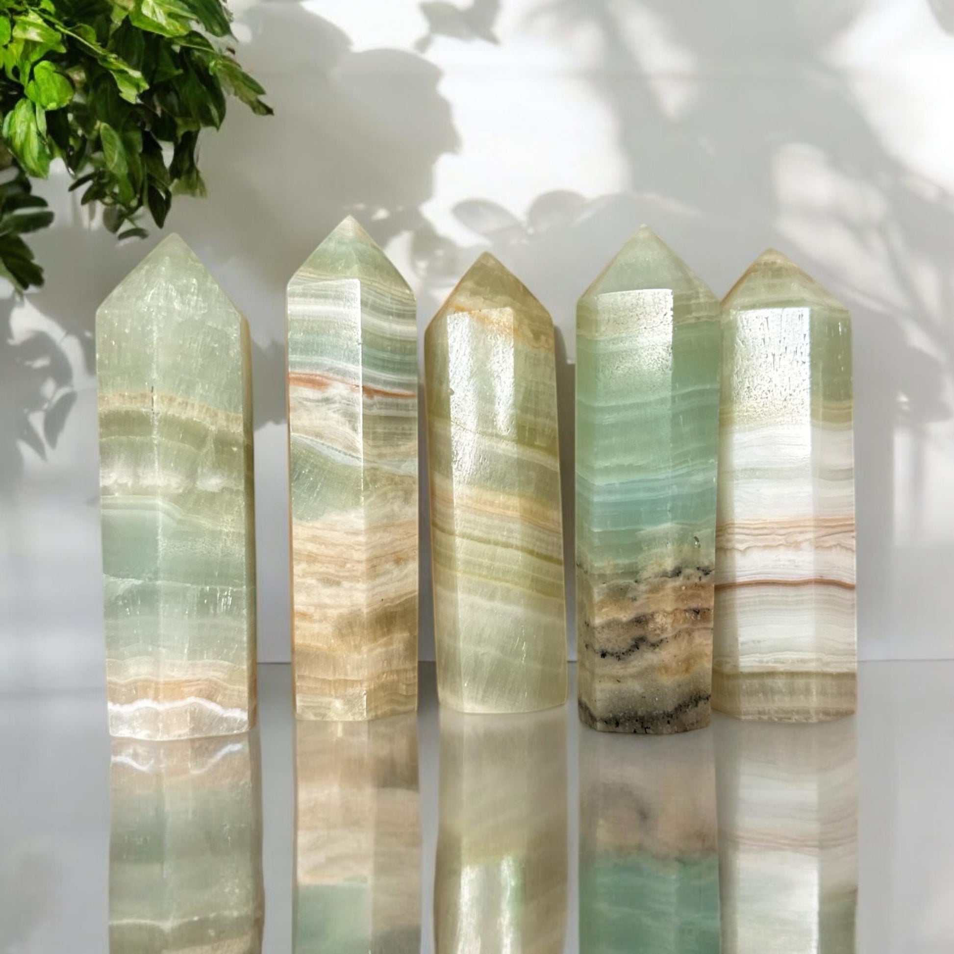Caribbean Calcite Crystal Tower: Soothing Sky-Blue Healing Stone