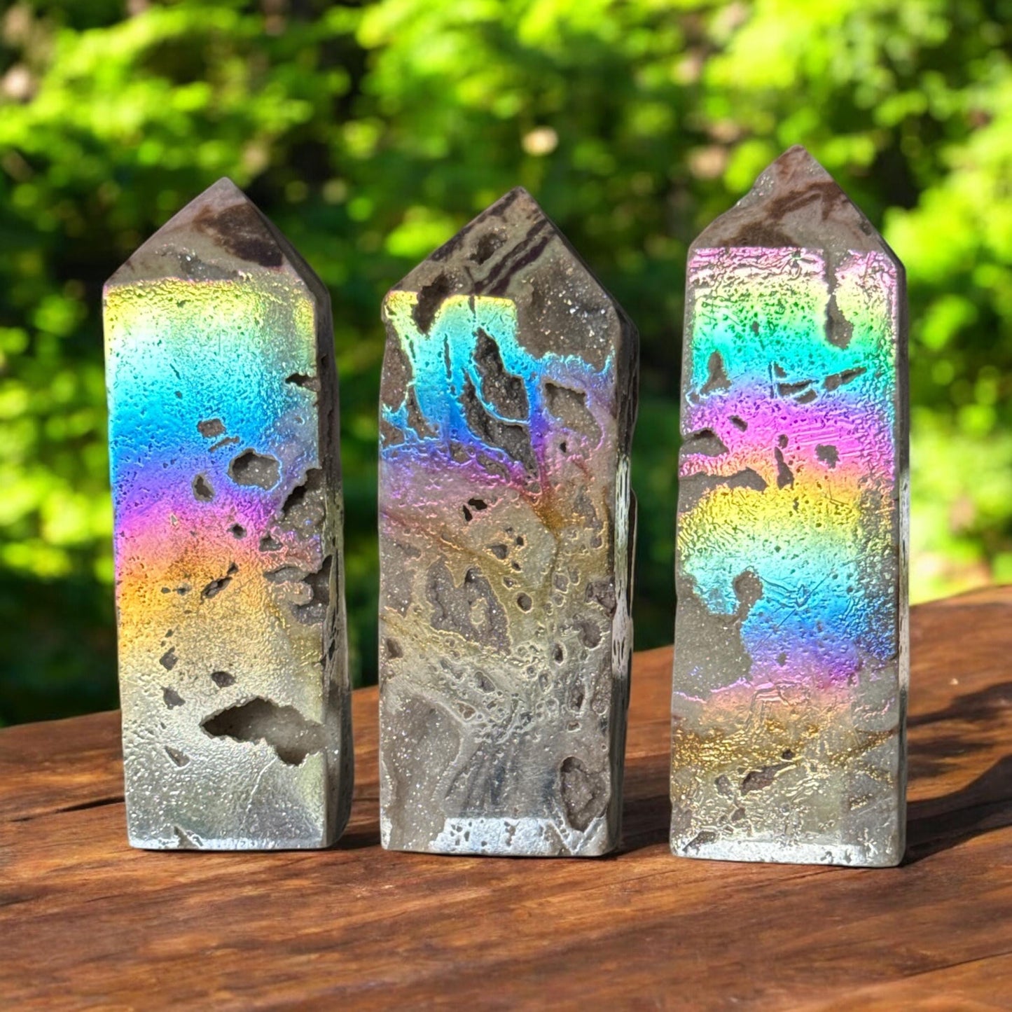 Aura Coated Sphalerite Druze Tower: Crystal Decor