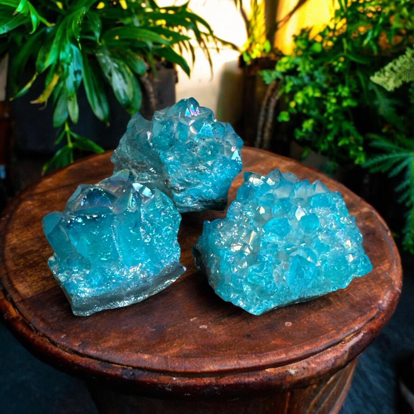 Aqua Aura Amethyst Cluster: Calming Crystal for Meditation