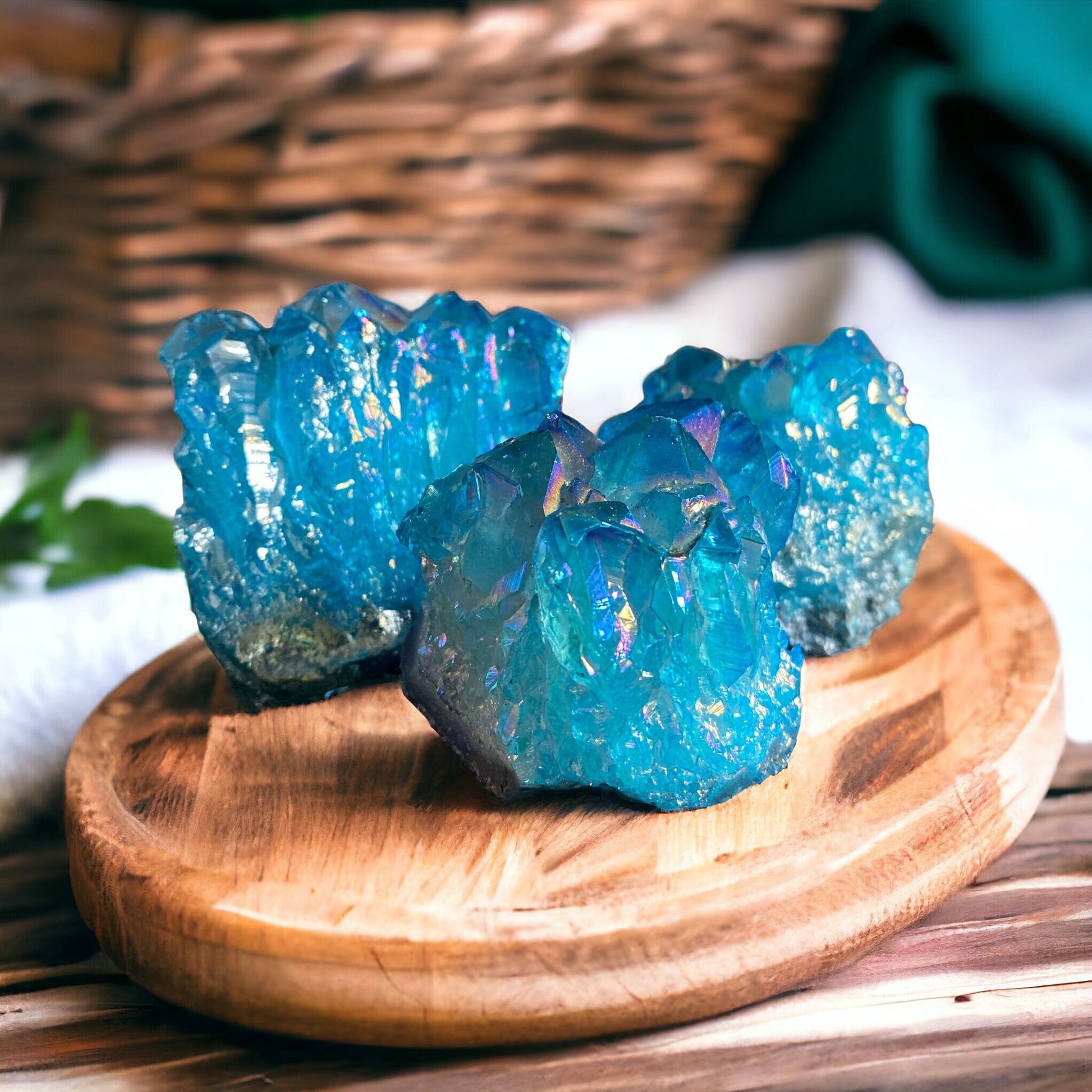 Aqua Aura Amethyst Cluster: Calming Crystal for Meditation