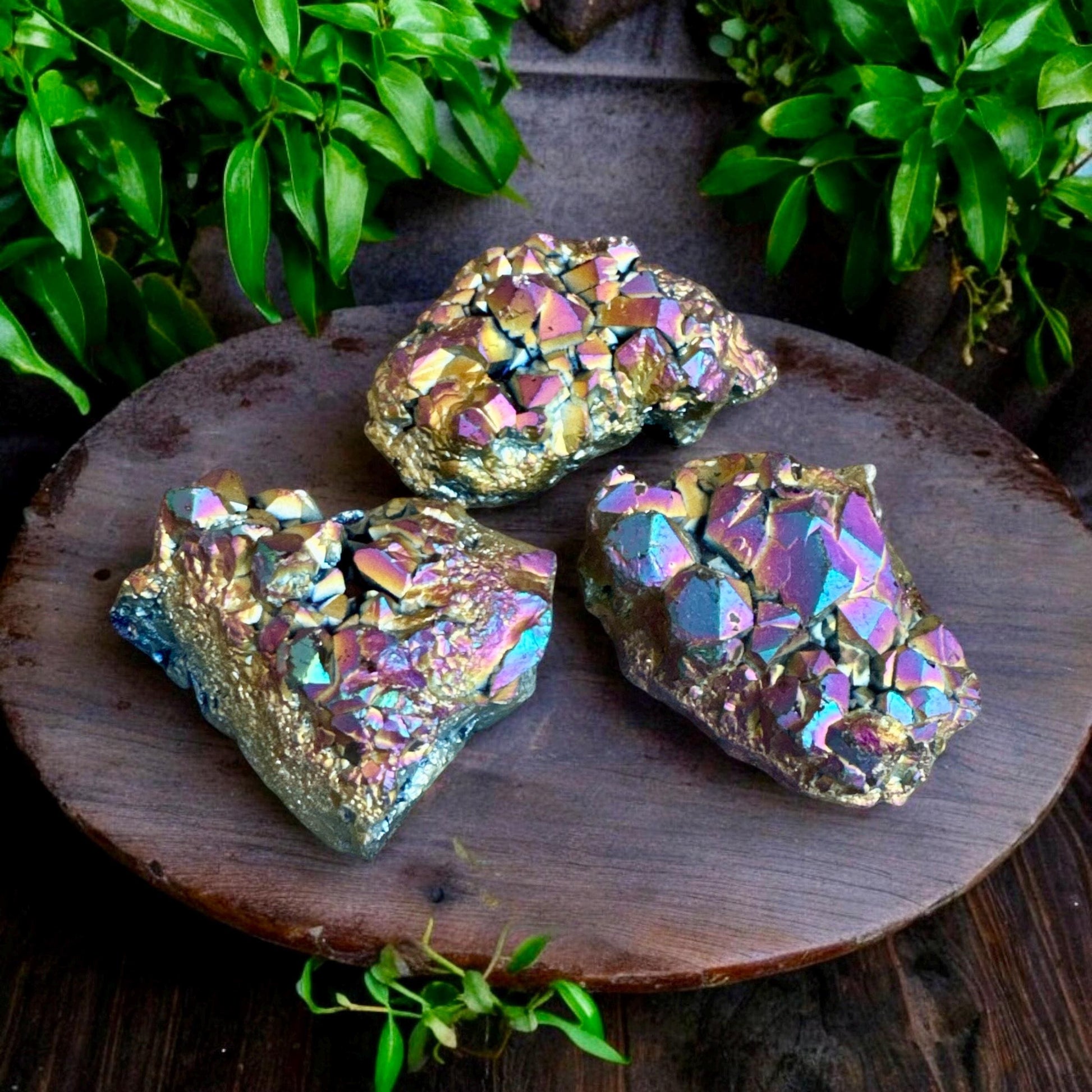 Titanium Aura Amethyst Cluster: High-Energy Spiritual Crystal