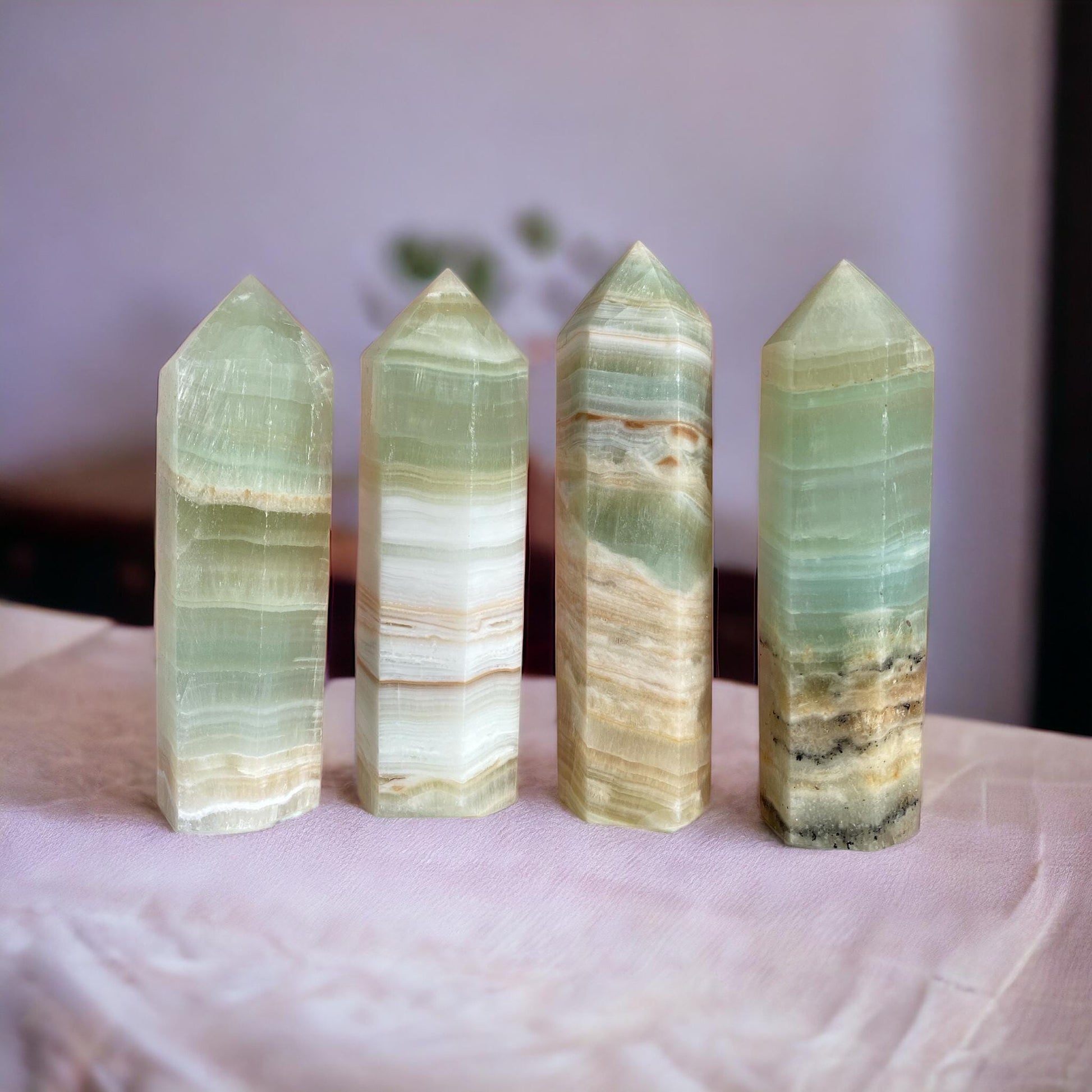 Caribbean Calcite Crystal Tower: Soothing Sky-Blue Healing Stone