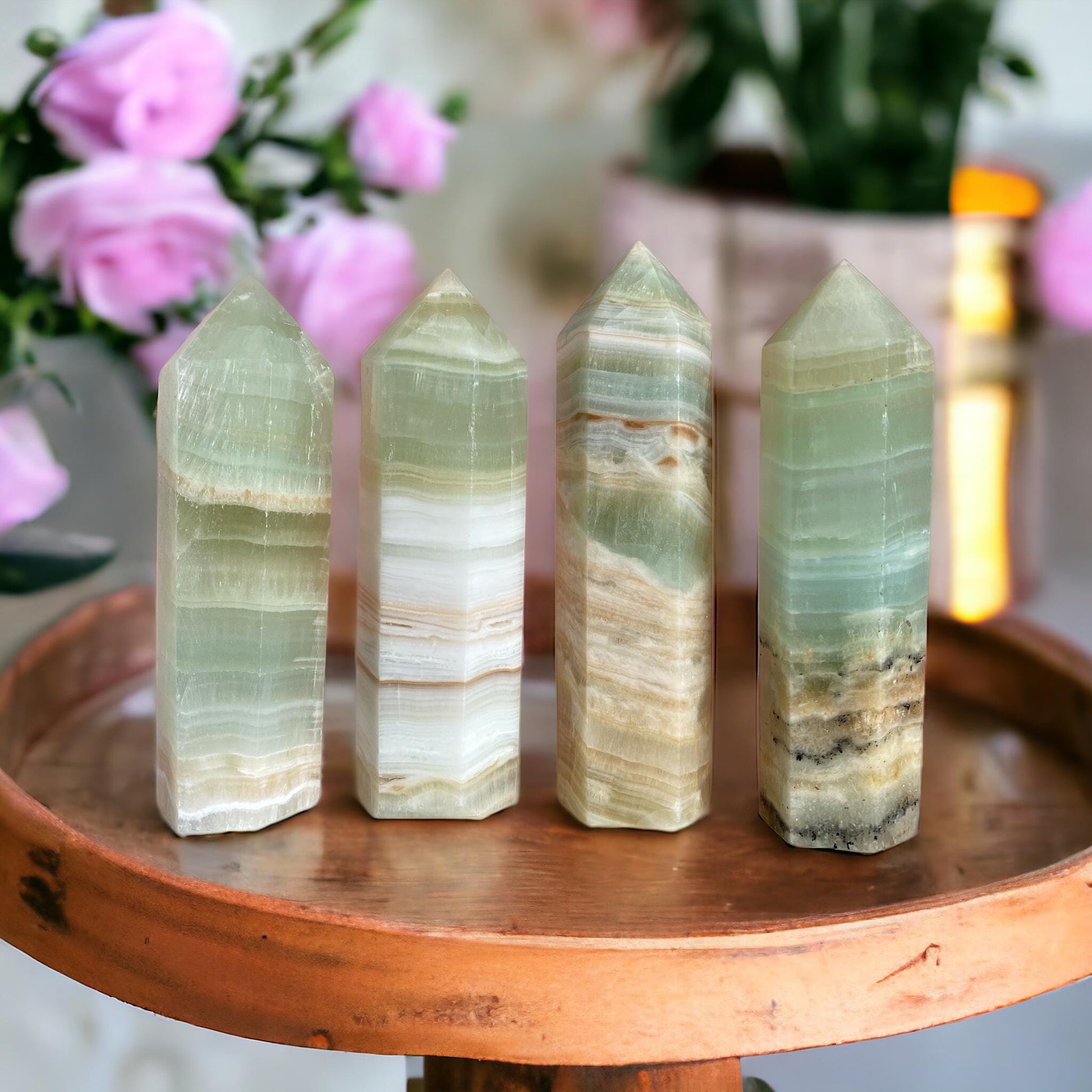 Caribbean Calcite Crystal Towers - Luna by Louise, Crystal Shop UK | Soothing and Uplifting High-Energy Crystal Towers