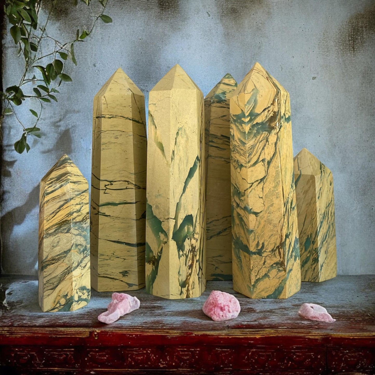 Yellow Unakite Jasper Tower: Healing Crystal Decor