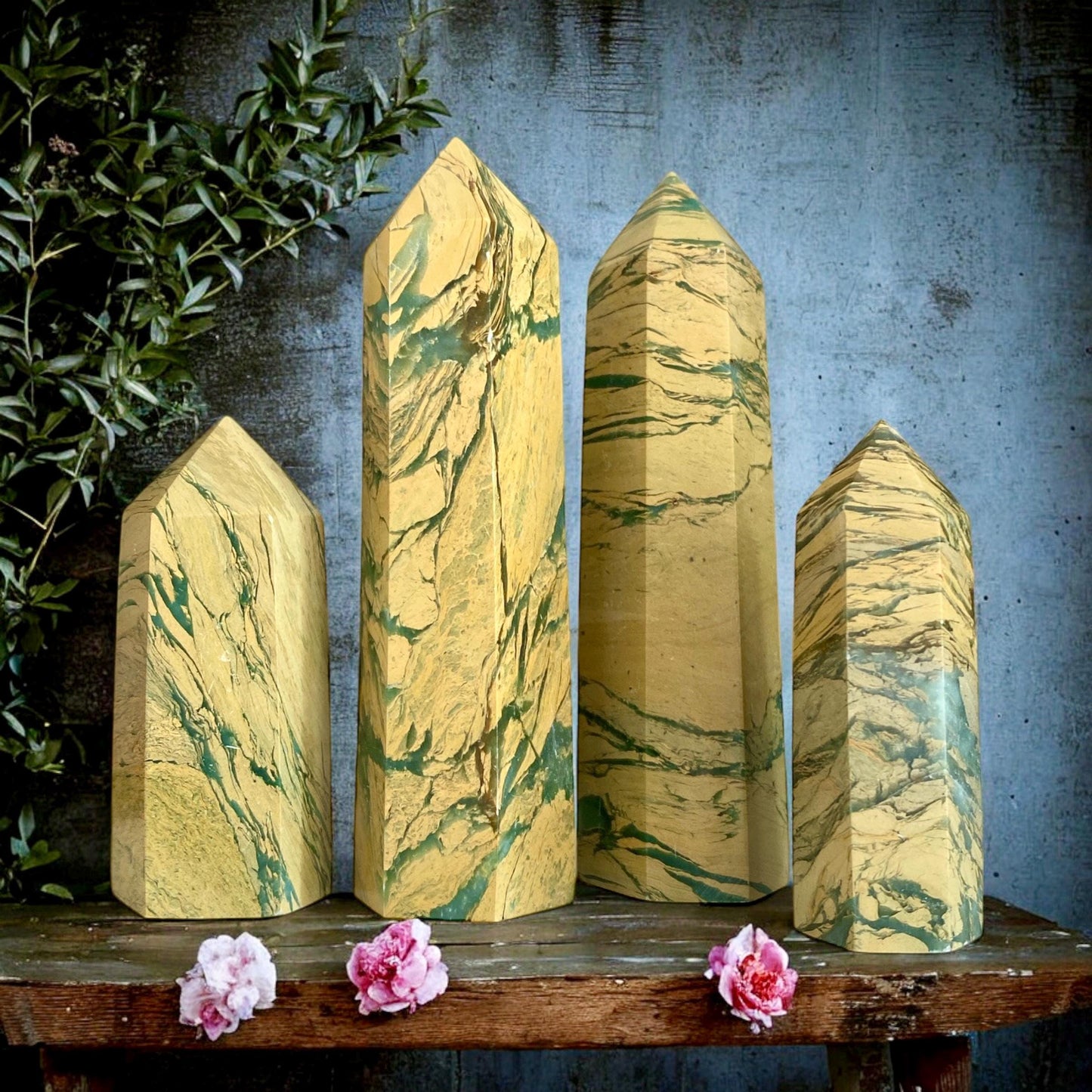 Yellow Unakite Jasper Tower: Healing Crystal Decor