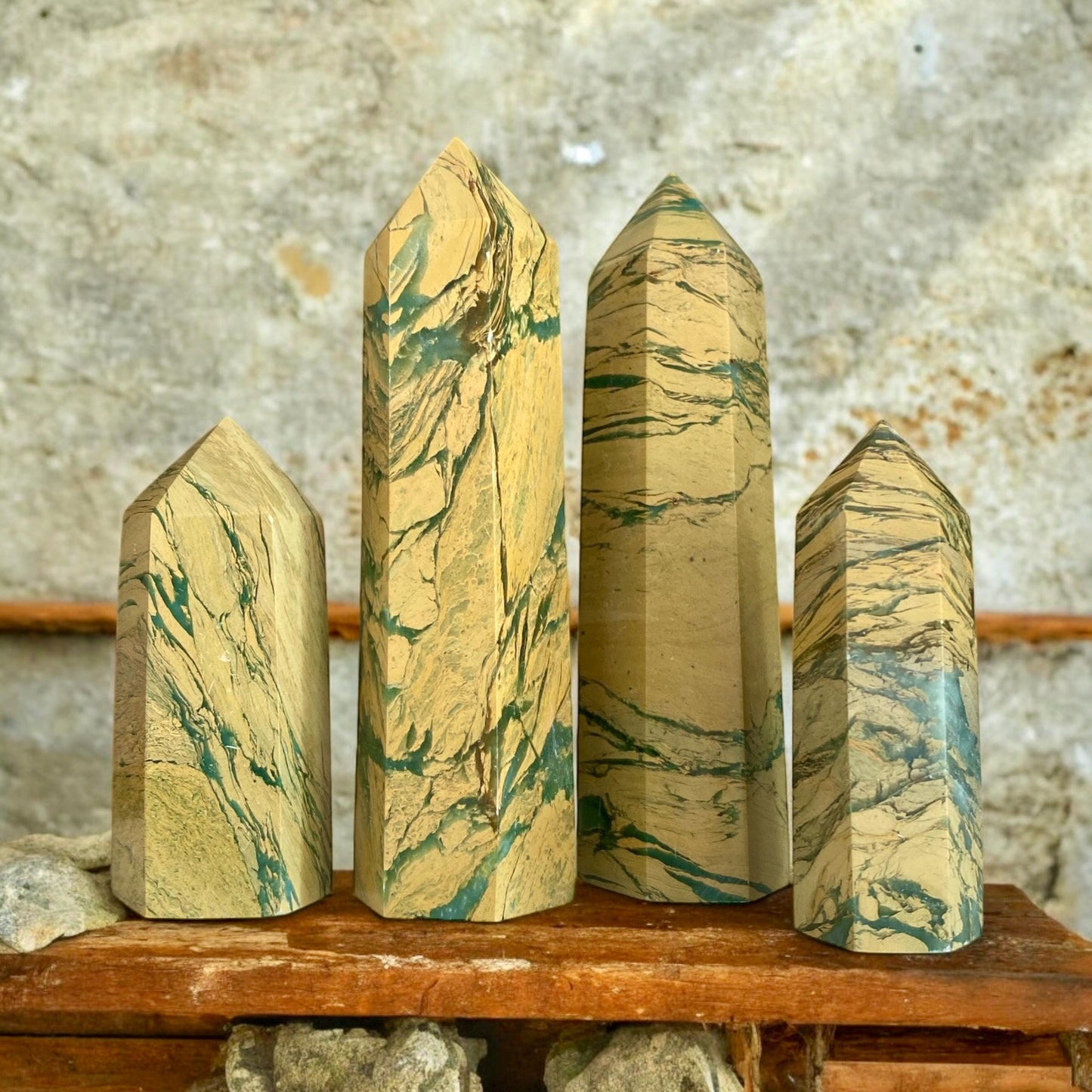 Yellow Unakite Jasper Tower: Healing Crystal Decor