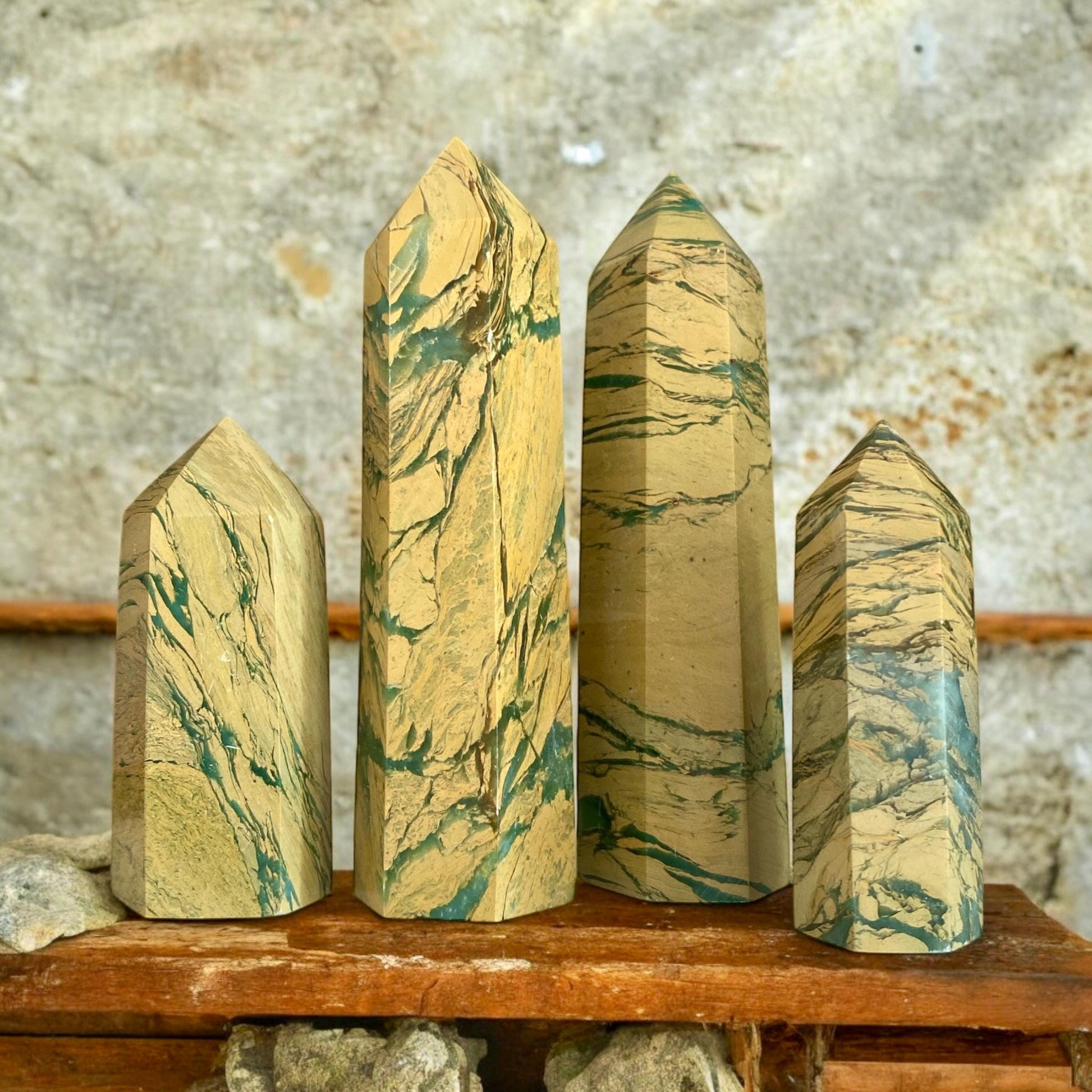 Yellow Unakite Jasper Tower: Healing Crystal Decor