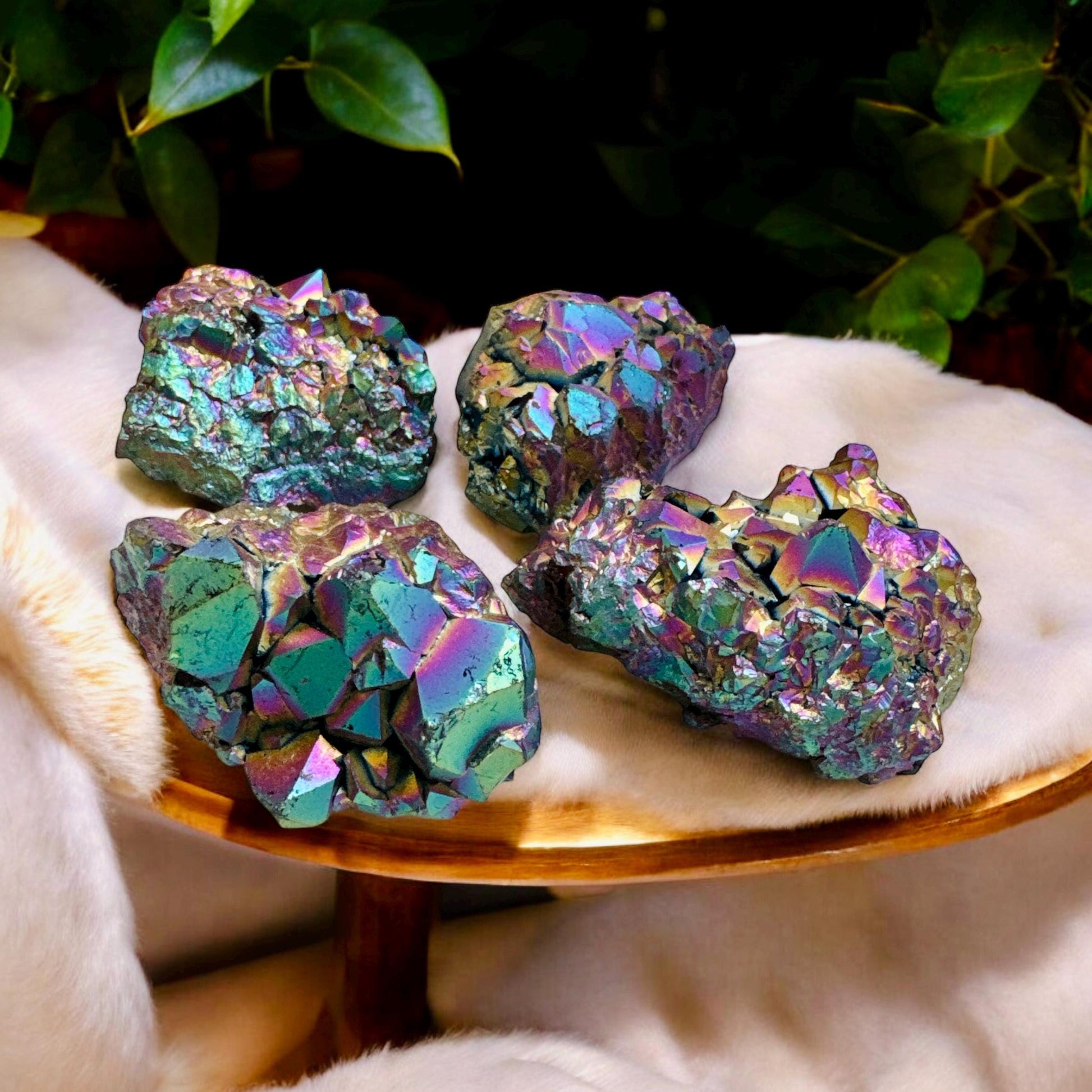 Titanium Aura Amethyst Cluster: High-Energy Spiritual Crystal