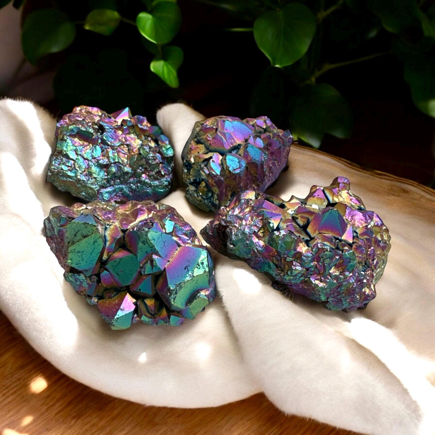Titanium Aura Amethyst Cluster: High-Energy Spiritual Crystal