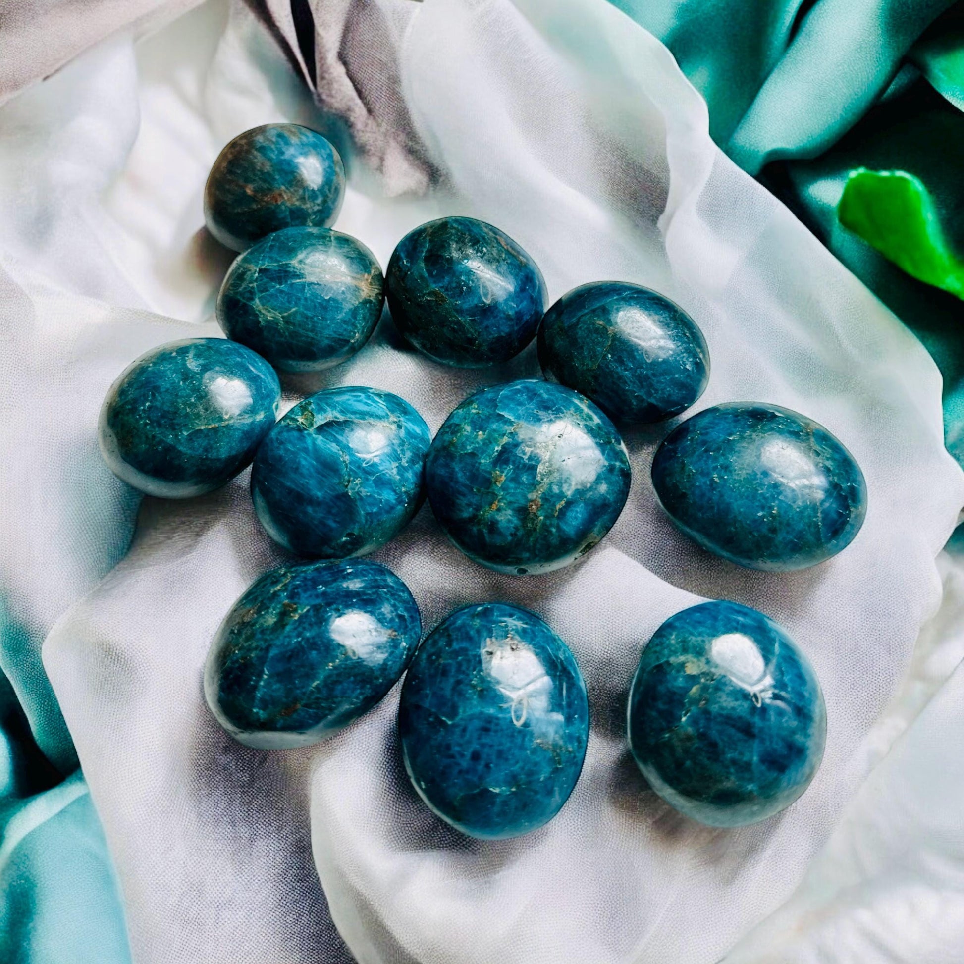 Blue Apatite Crystal Palm Stone: Tranquility Healing Stone