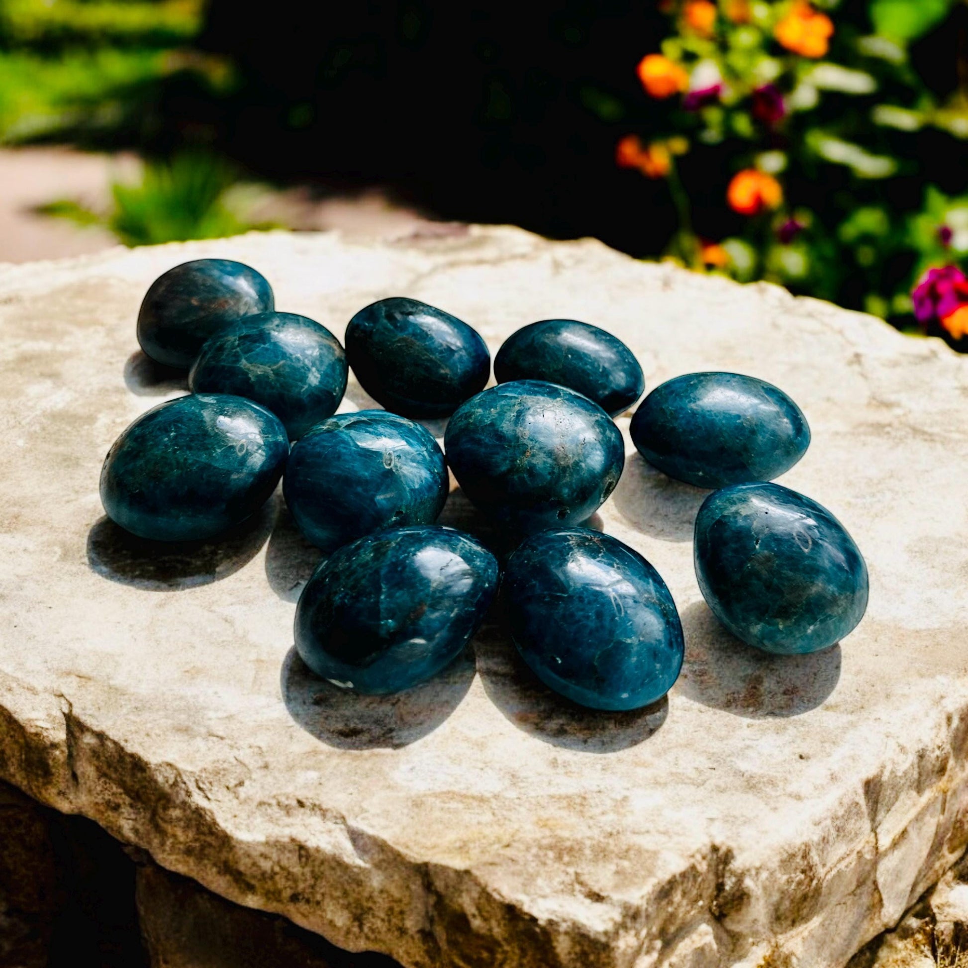 Blue Apatite Crystal Palm Stone: Tranquility Healing Stone