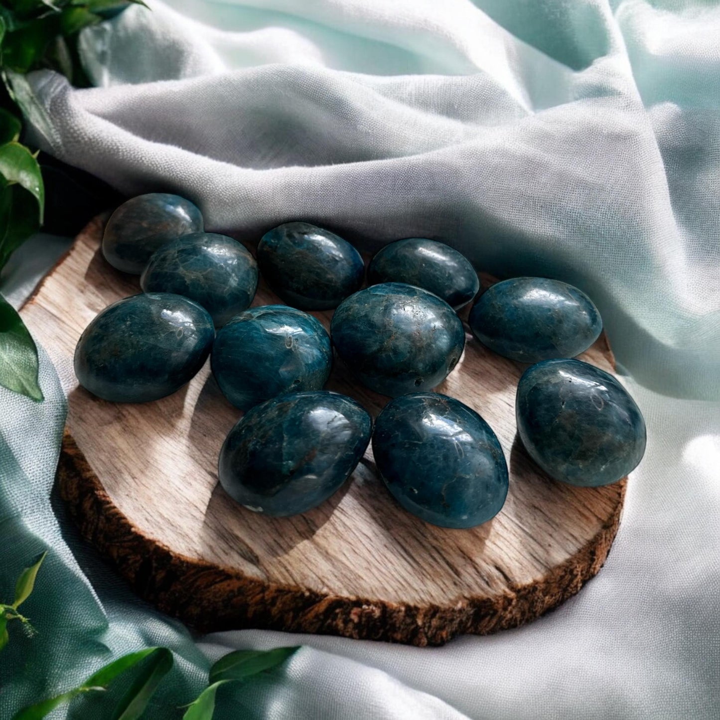 Blue Apatite Crystal Palm Stone: Tranquility Healing Stone