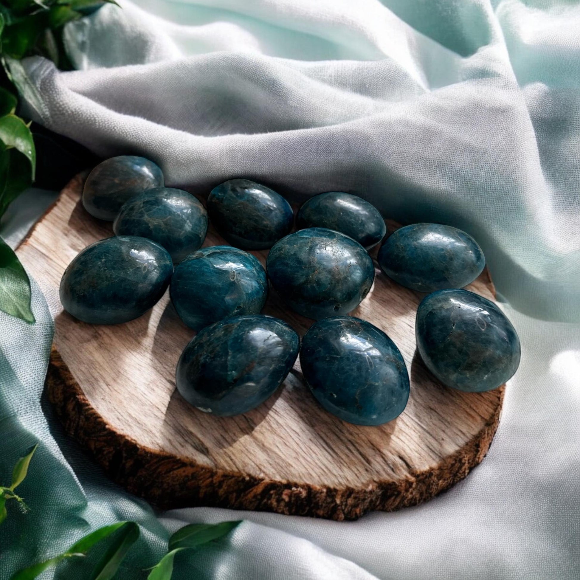 Blue Apatite Crystal Palm Stone: Tranquility Healing Stone