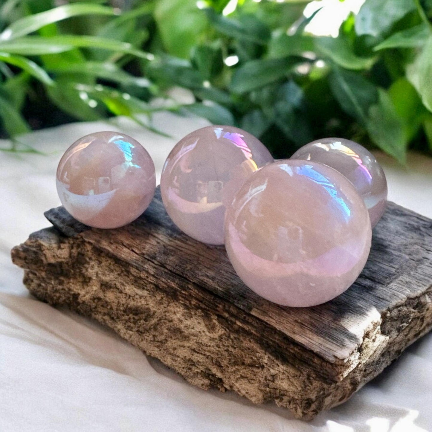 Rose Aura Quartz Crystal Sphere: Calming Spiritual Decor (30-35mm)