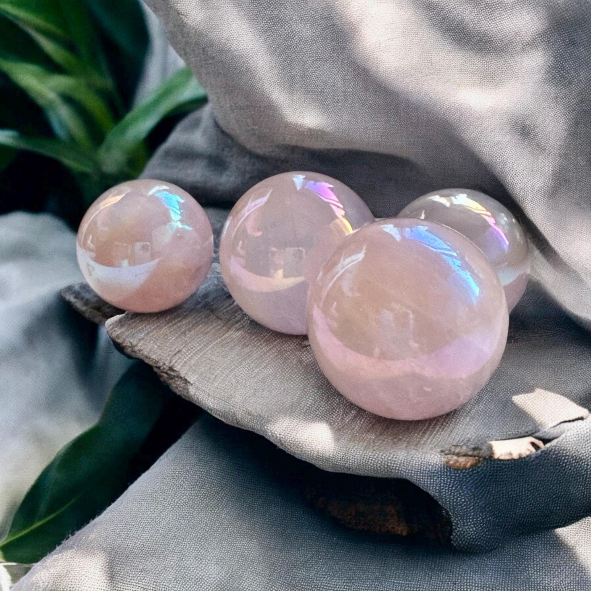 Rose Aura Quartz Crystal Sphere (40-45mm): Calming Home Decor