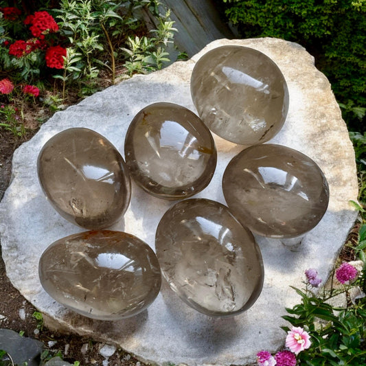 Smokey Quartz Palm Stone: Clarity & Grounding Crystal