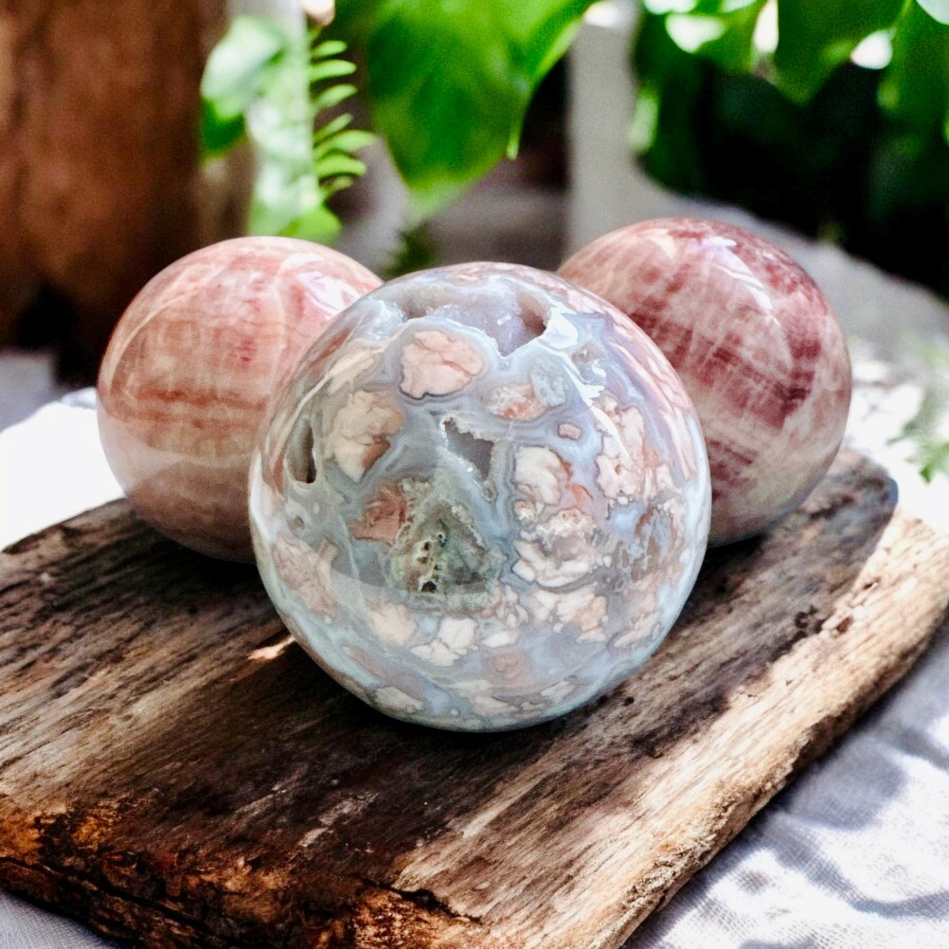 Pink Agate Sphere - Luna by Louise, Crystal Shop UK | Grounding Energy and Heart Healing