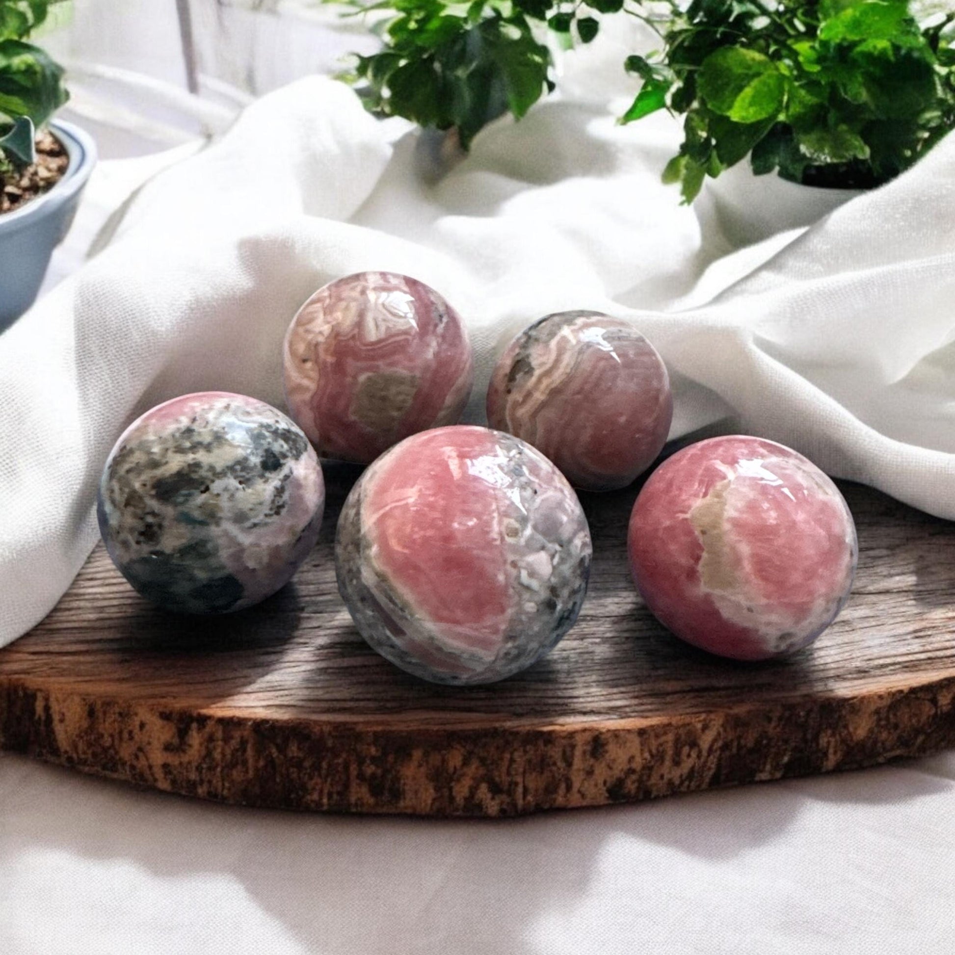 Grade AA Rhodochrosite Mini Sphere: Emotional Healing Crystal 16mm-22mm