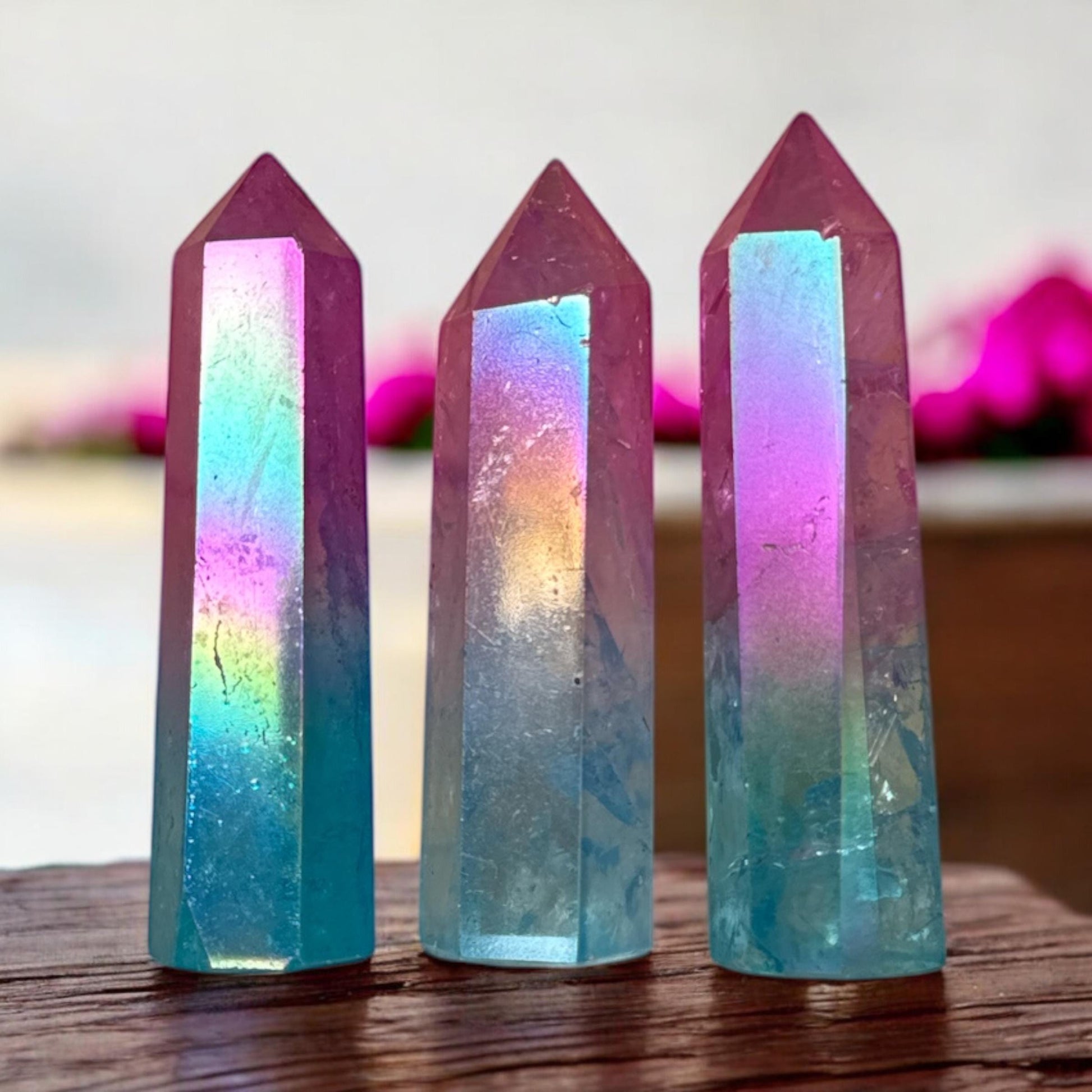 Aura Quartz Crystal Tower: Pink & Blue Ombre Obelisk, Healing Stone