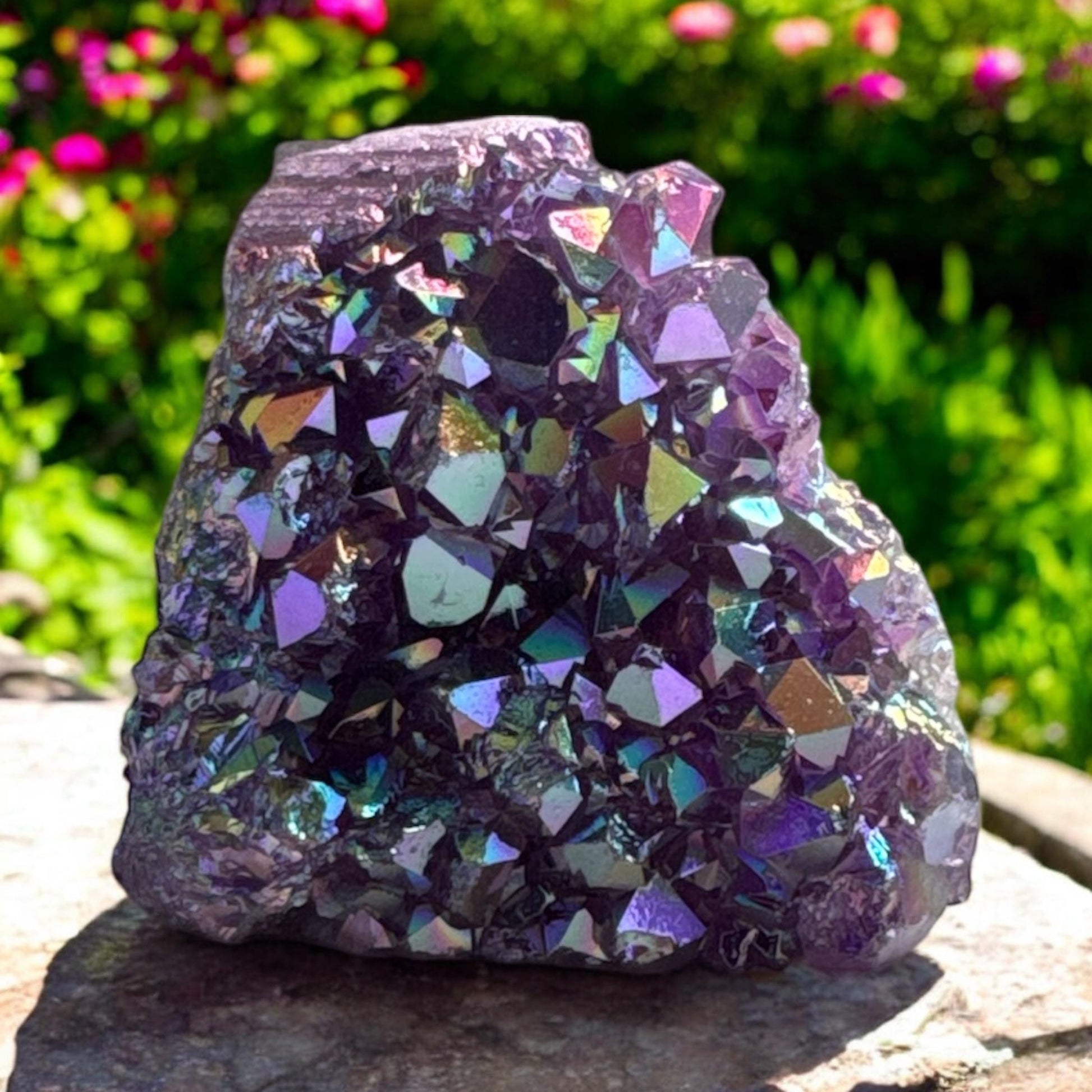 Purple Galaxy Aura Amethyst Cluster - Cosmic Decor