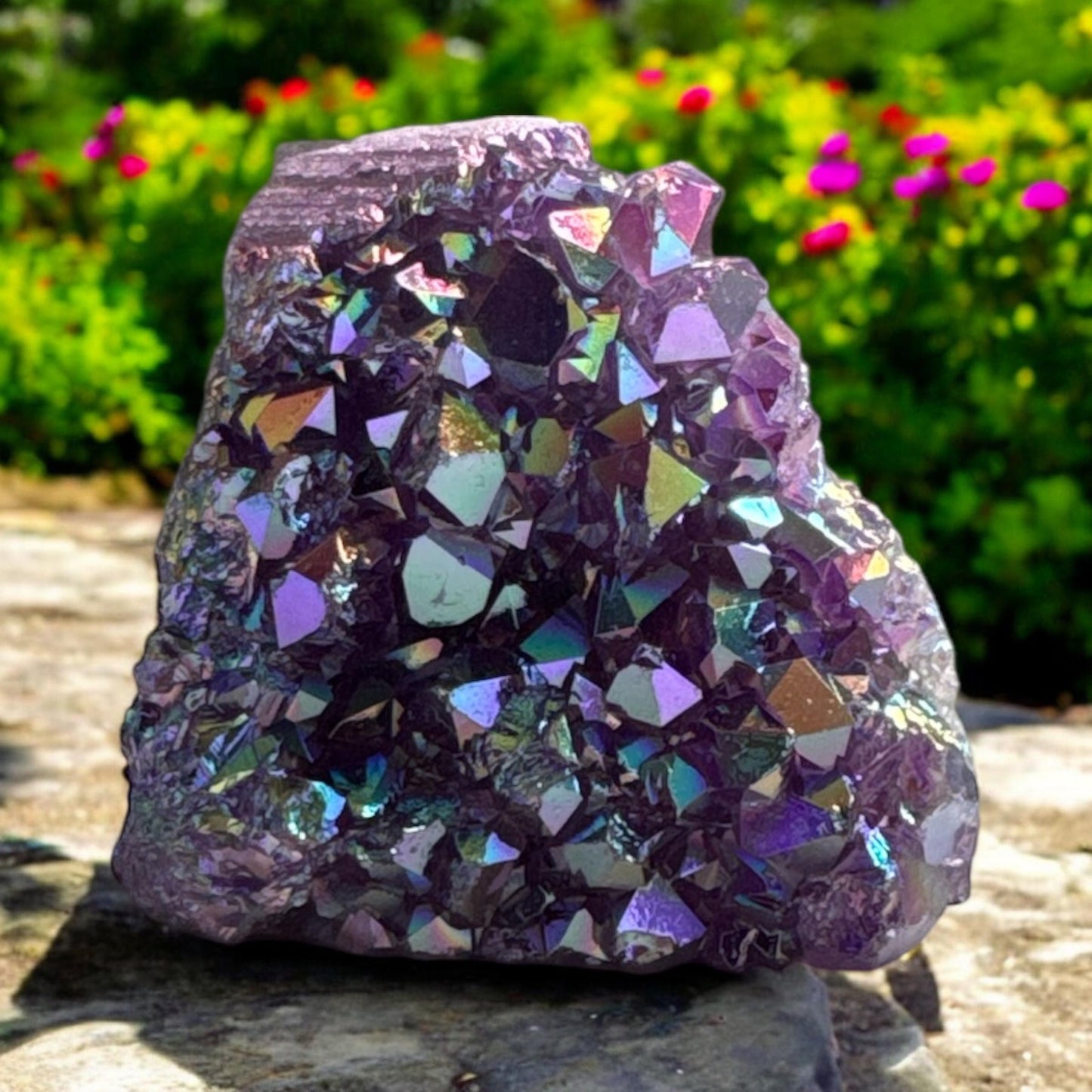 Purple Galaxy Aura Amethyst Cluster - Cosmic Decor