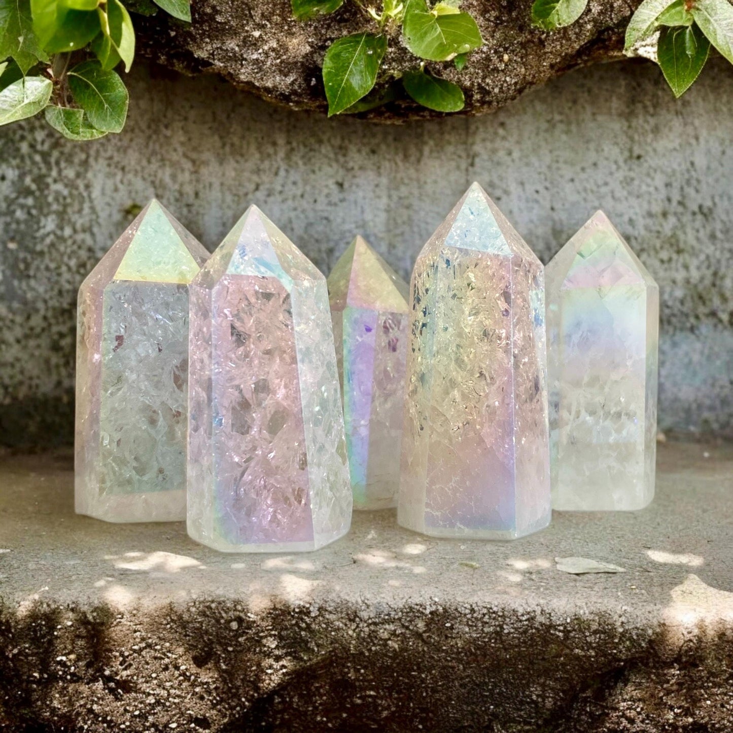 Aura Crackle Quartz Tower: Iridescent Crystal Point, Luna by Louise