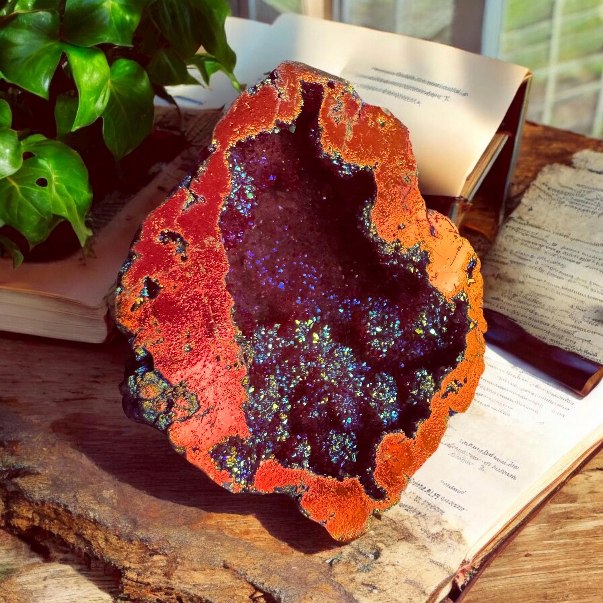 Fire Aura Geode: Radiant Energy Crystal - Luna by Louise
