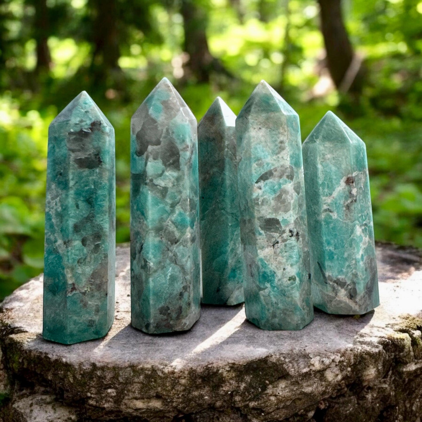 Amazonite Smokey Quartz Crystal Tower: Healing Obelisk Point