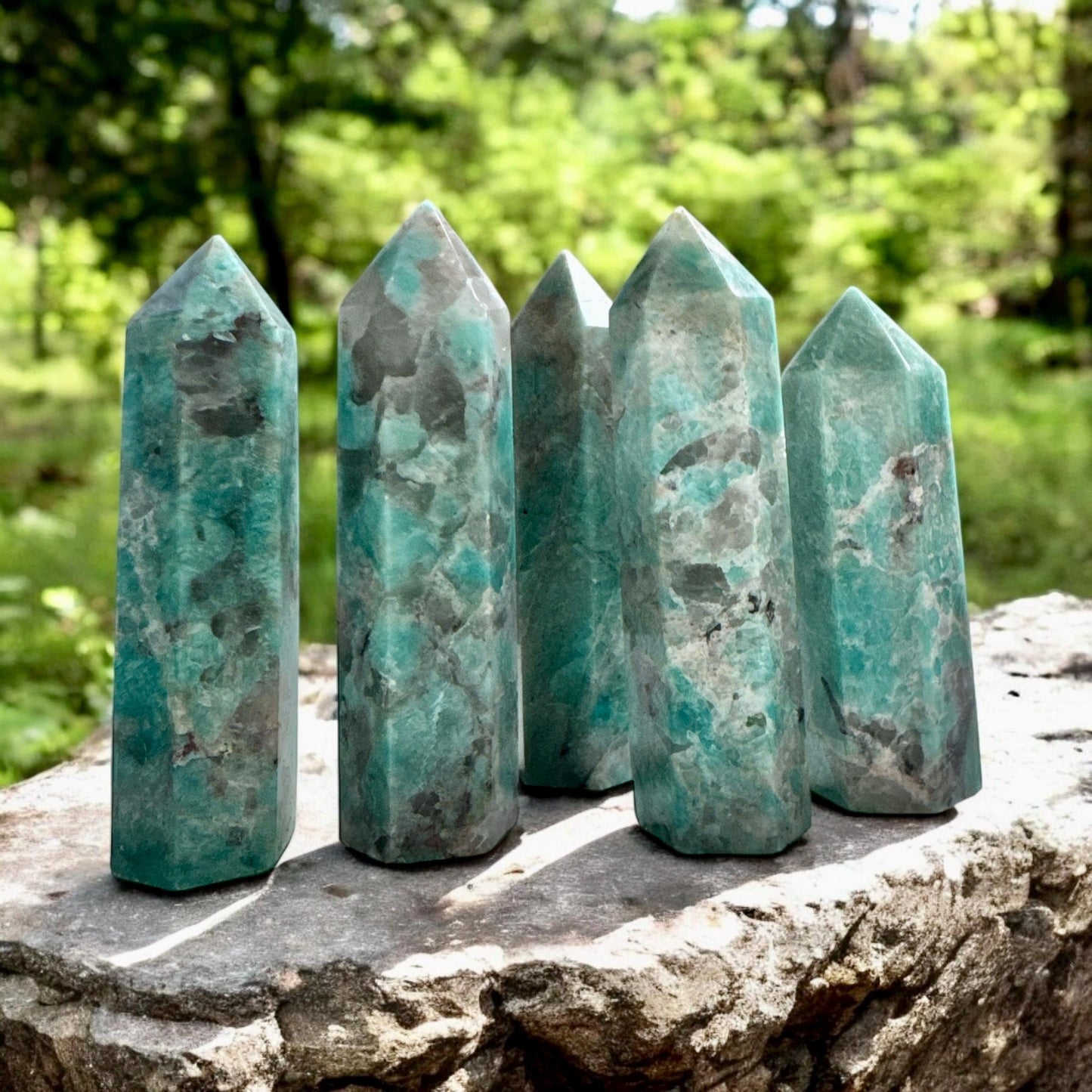 Amazonite Smokey Quartz Crystal Tower: Healing Obelisk Point