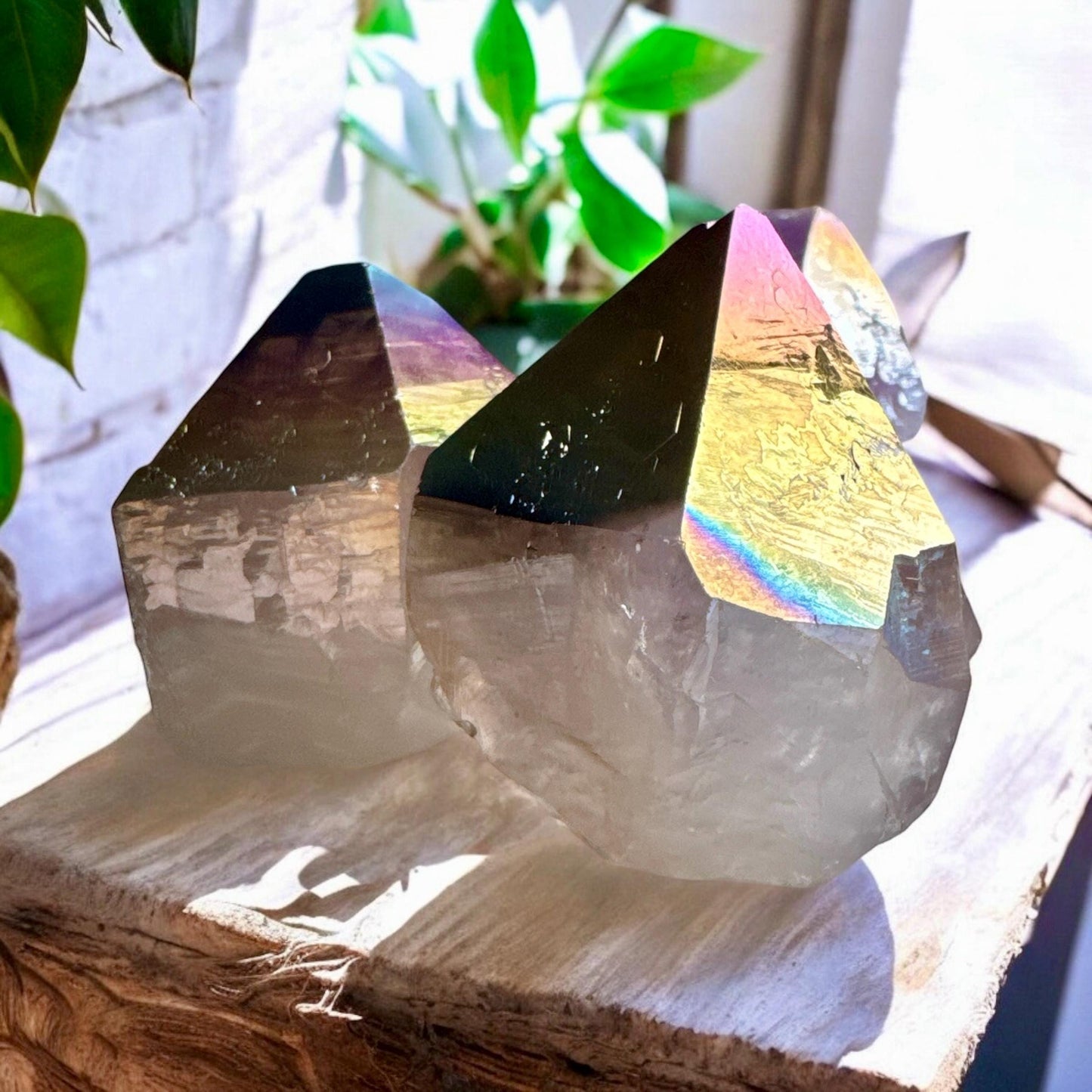 Amethyst Crystal Point: Celestial Aura Cut Base, Ethereal Purple Decor