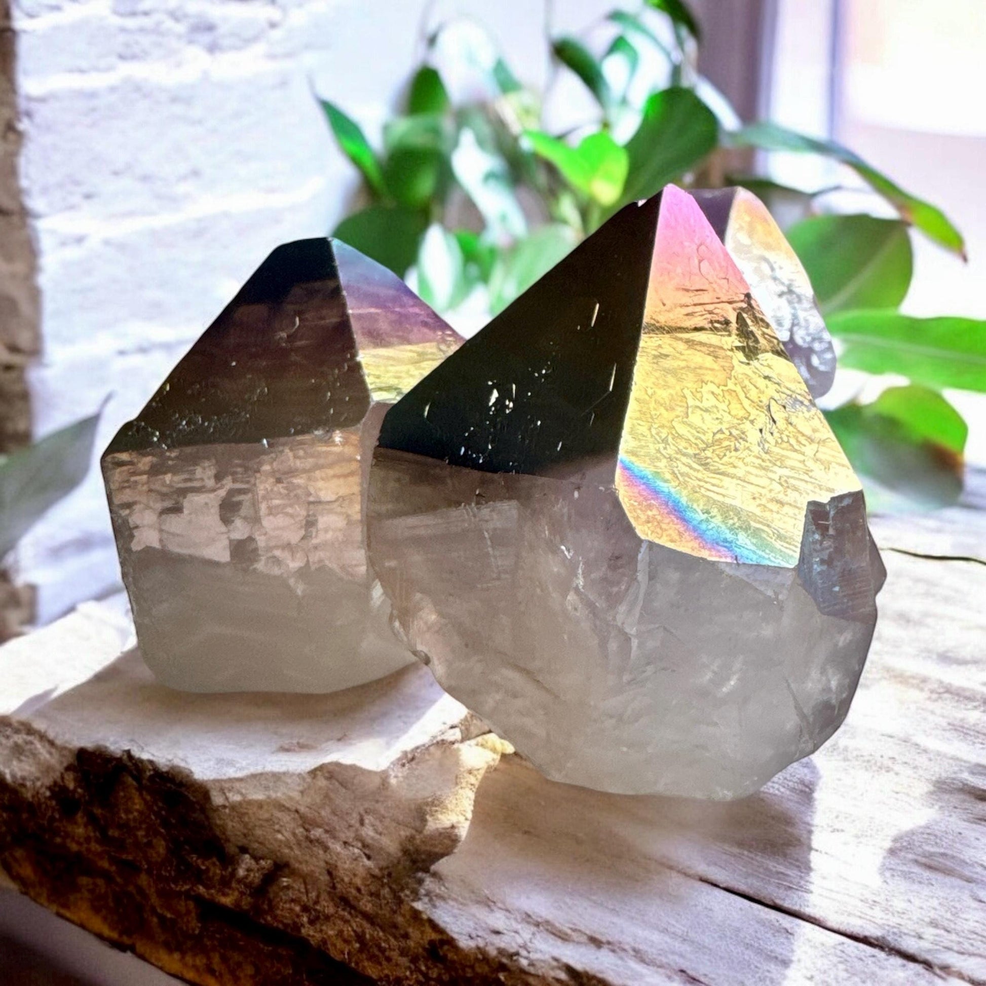 Amethyst Crystal Point: Celestial Aura Cut Base, Ethereal Purple Decor