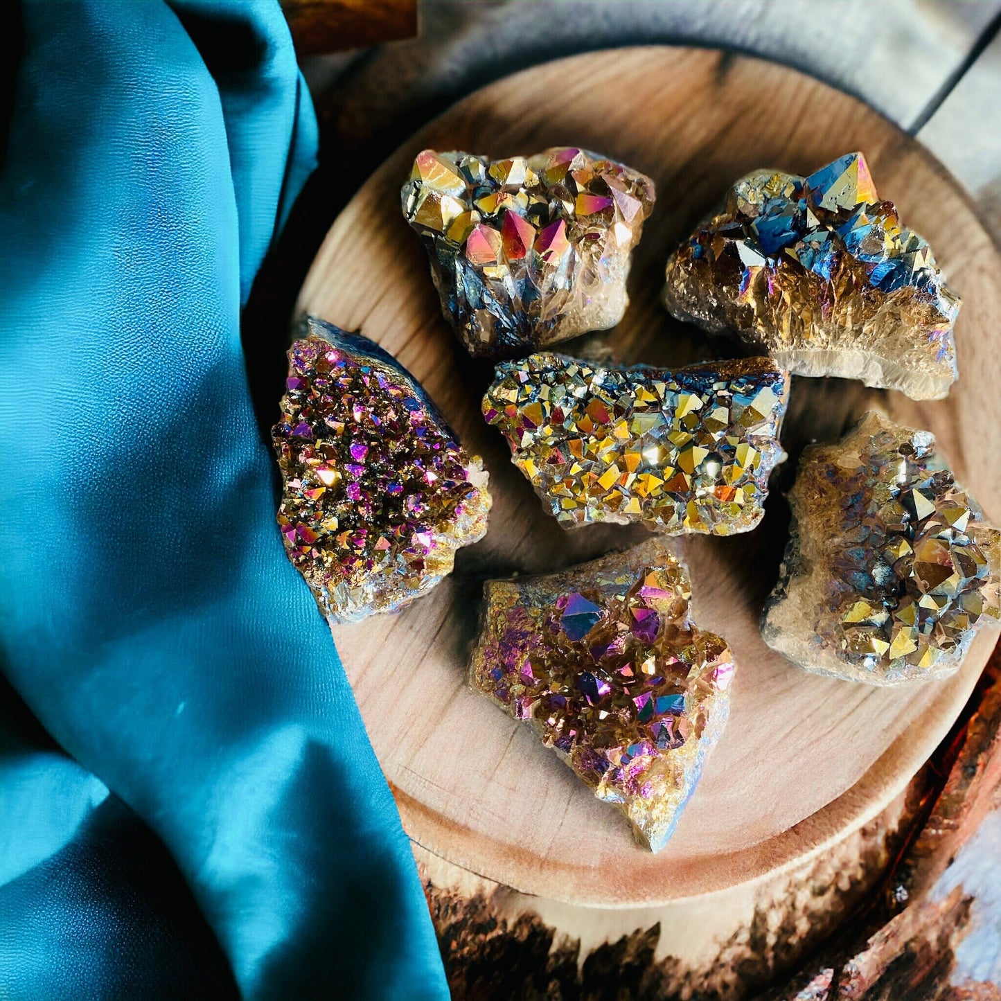 Rainbow Aura Amethyst Cluster: Calming Meditation Crystal